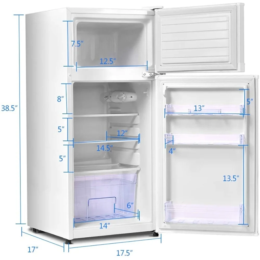 2 Doors Cold-rolled Sheet Compact Refrigerator-White, Fridge with Freezer, Fridge, Adjustable Thermostat - Image 5