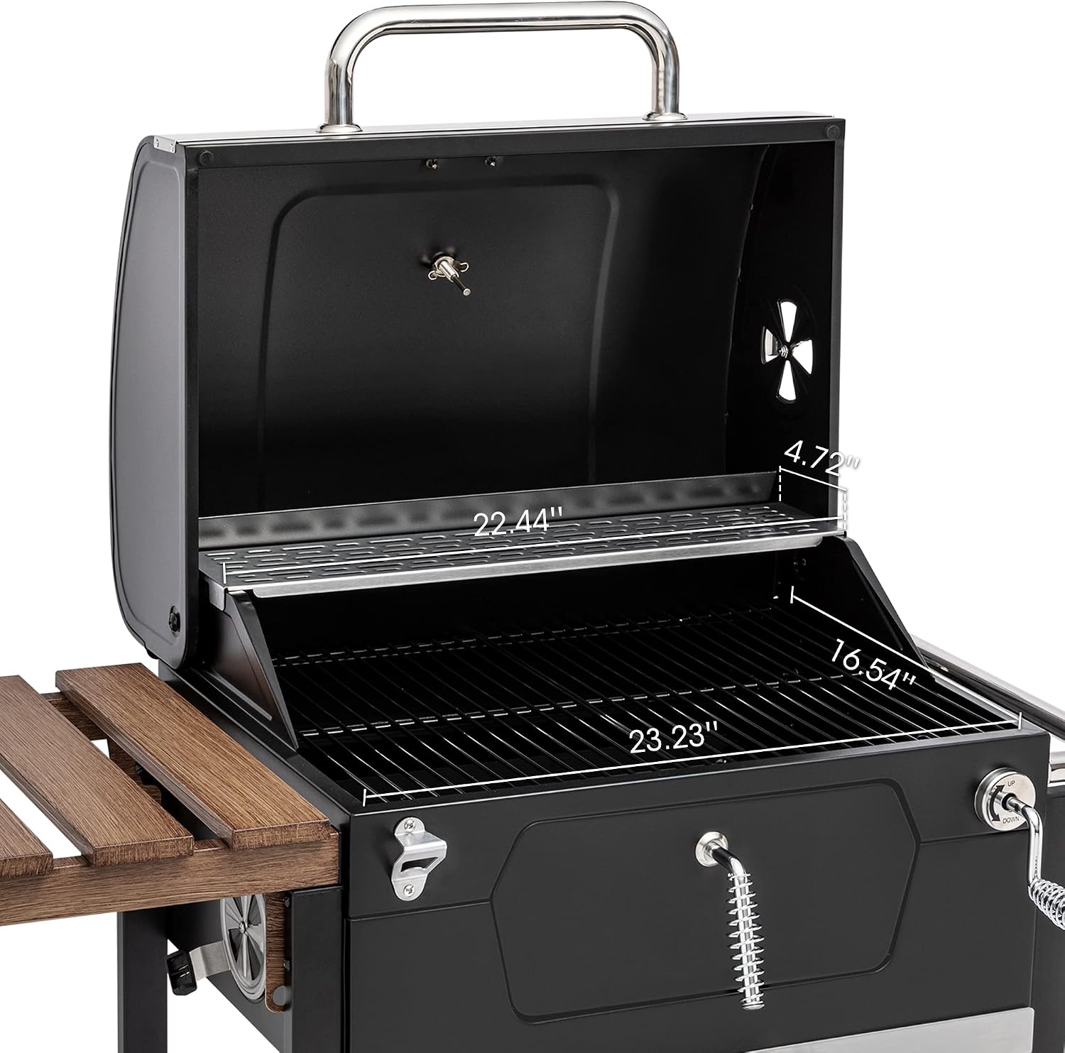 Royal Gourmet CD1824M 24-Inch Charcoal Grill, Folding Table, 490 SqIn