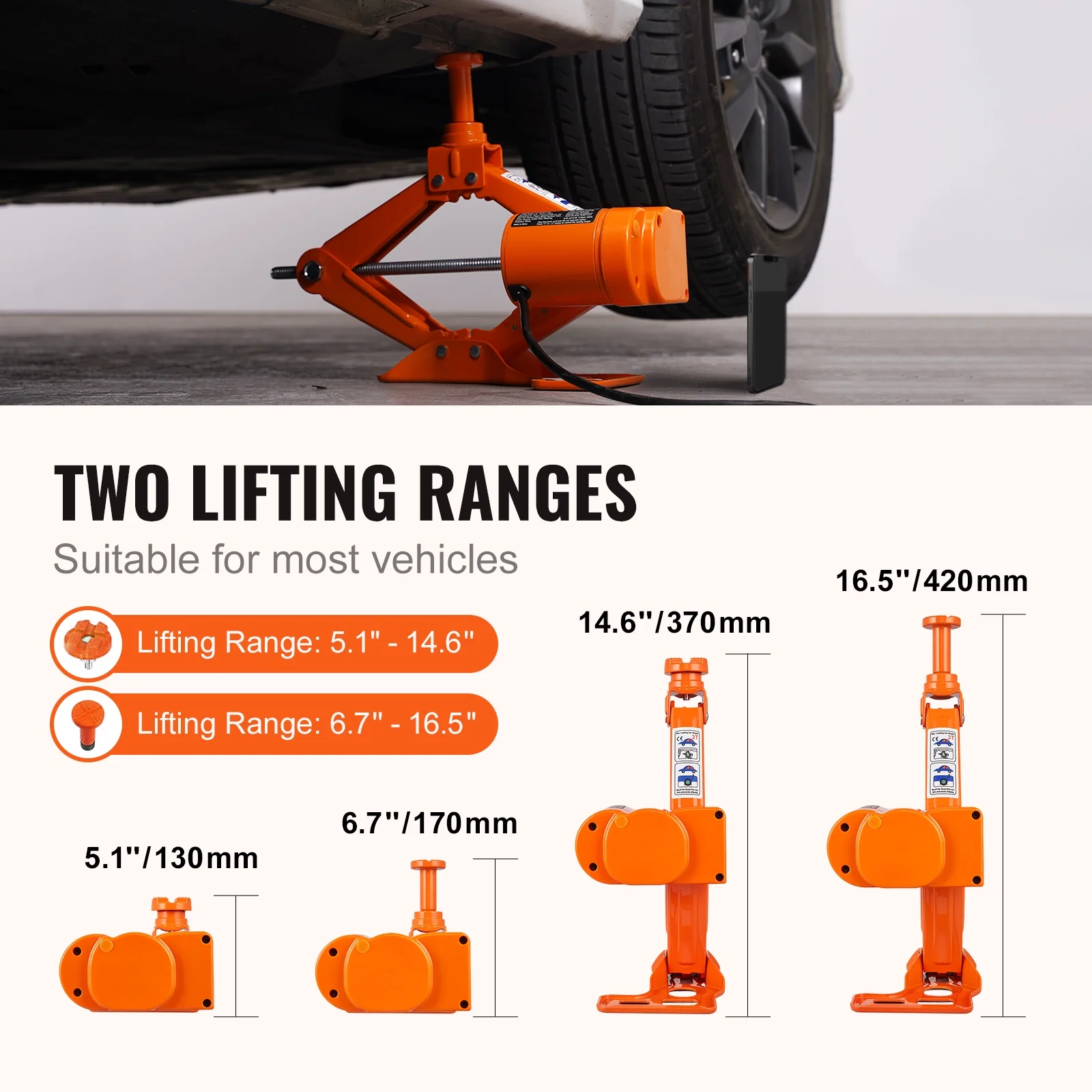 Electric Car Jack, 3 Tons Capacity, Scissor Jack with Electric Wrench, 12V, Dual Saddles, Remote, for Sedans, SUVs, Trucks Tire Replacement - Image 6