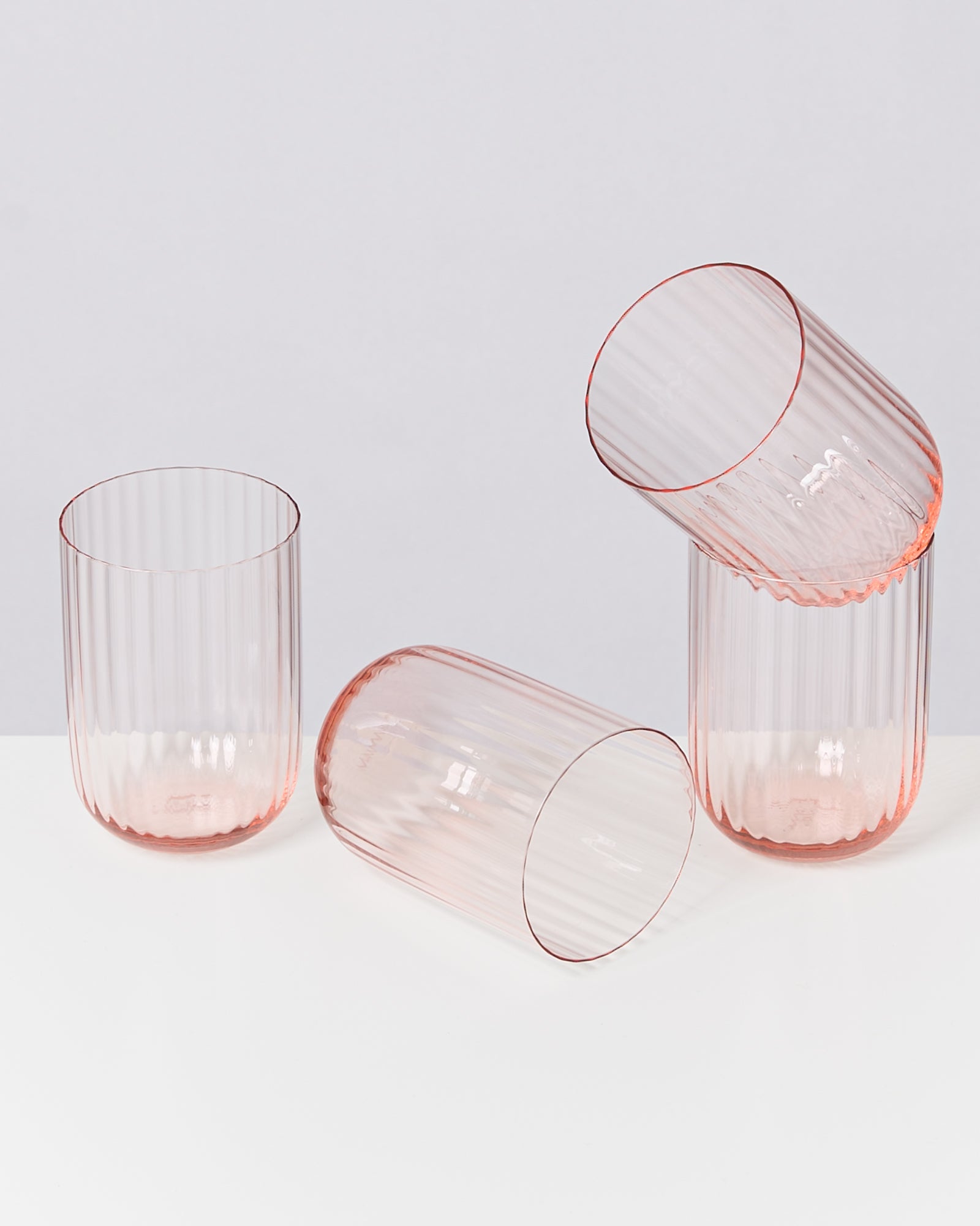 JOIA - SMALL GLASS RIFFLED ROSÉ SET OF 4