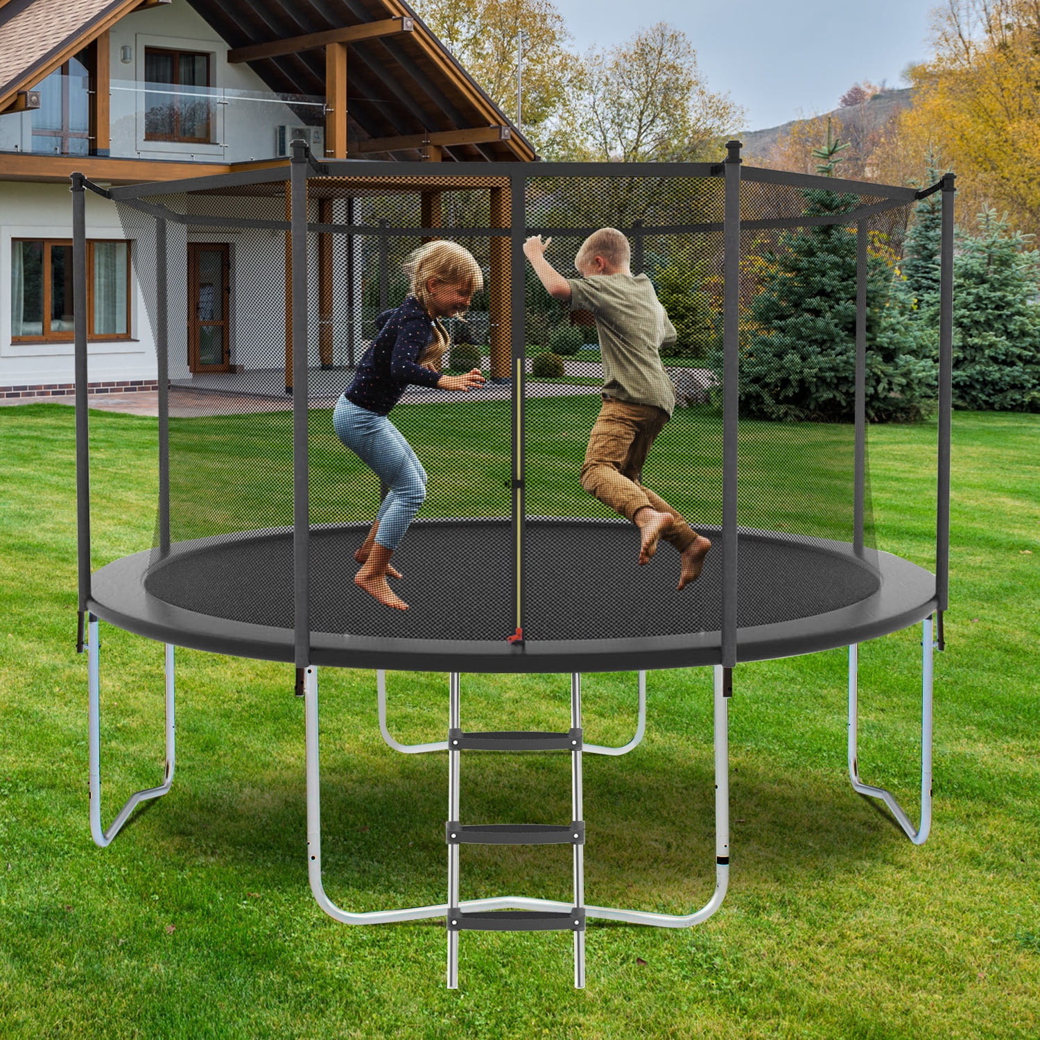 10FT Trampoline w/Enclosure, Heavy-Duty Round Trampoline for Kids Outdoor Play, Large Trampoline as Gift for Boys and Girls(10FT-Black) - Image 3