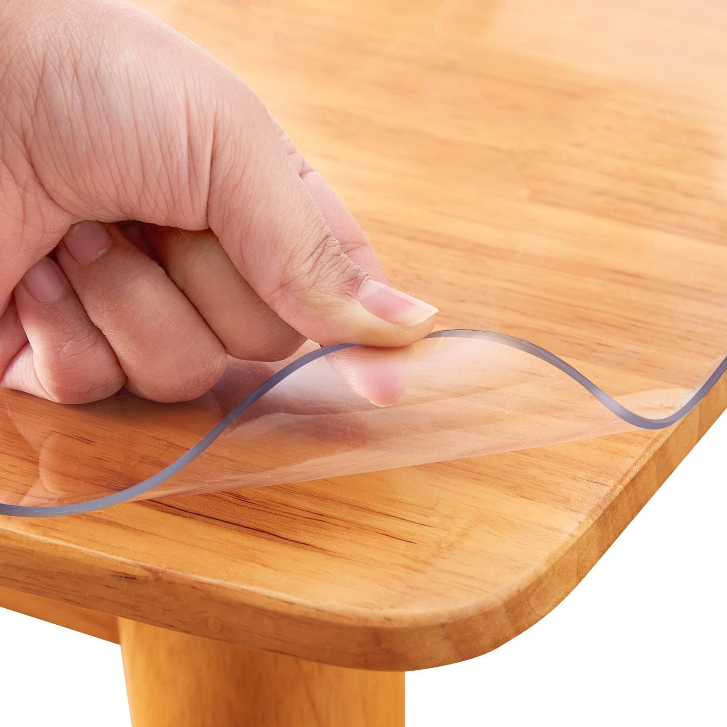 PVC Clear Plastic Protector Wood Furniture Table Topper Protective Cover Dining Living Room Countertop Thick Tablecloth Vinyl Mat Tabletop
