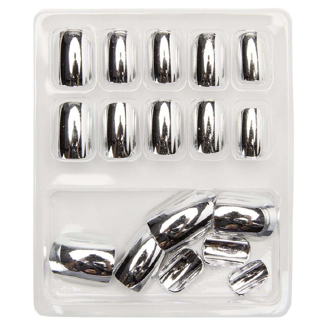 Kit de faux ongles en acrylique gris effet miroir