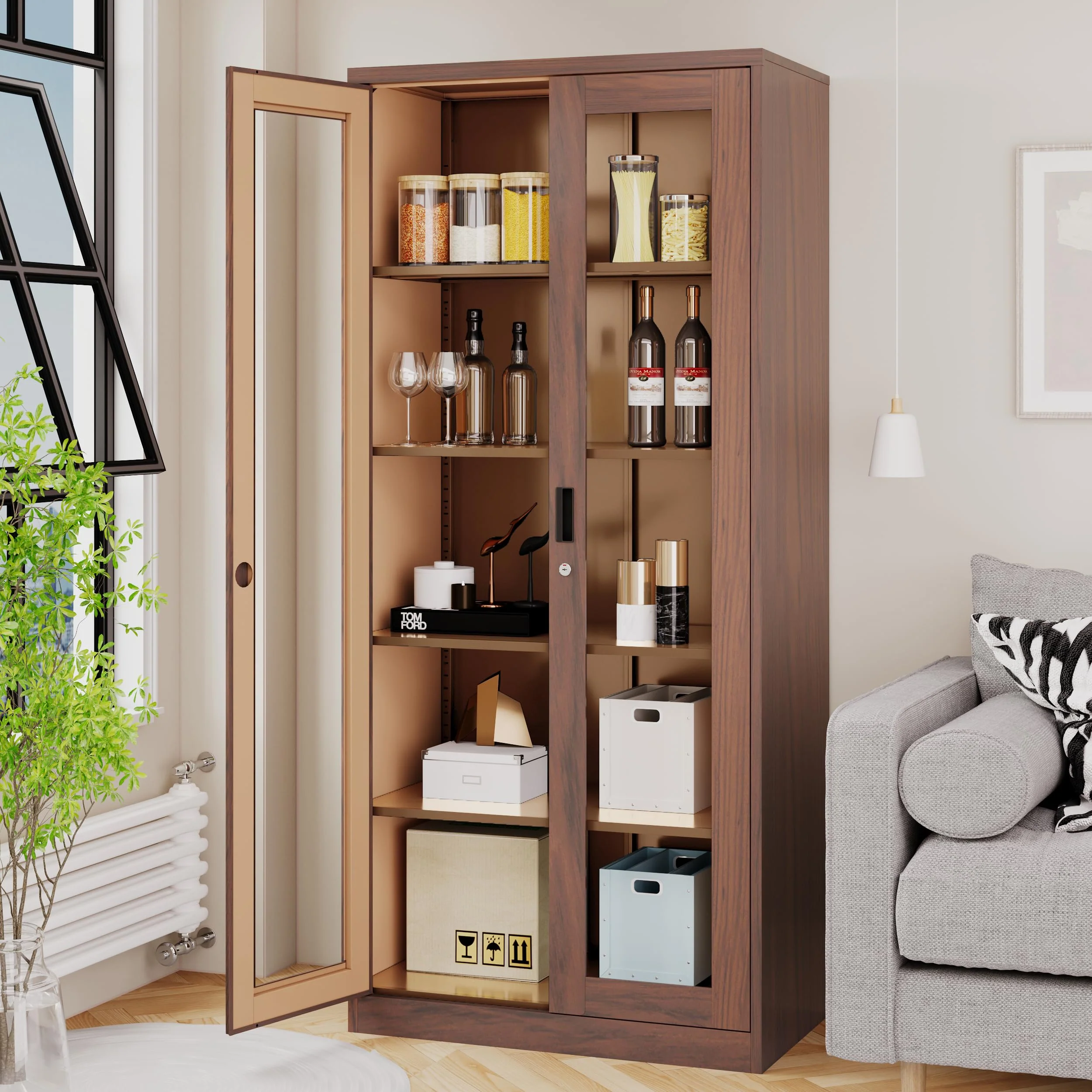 AFAIF Glass Display Cabinet Curio Cabinet with Glass Door