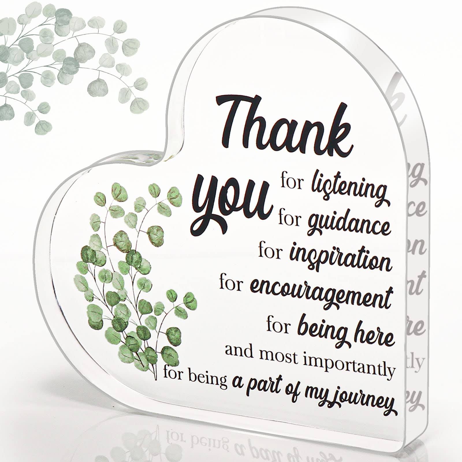 BdayPtion Thank You Gift for Women Men, Appreciation Gifts for Teacher Boss, Coworker Leaving Gift, Decoration Heart Shape Acrylic Sign Gift