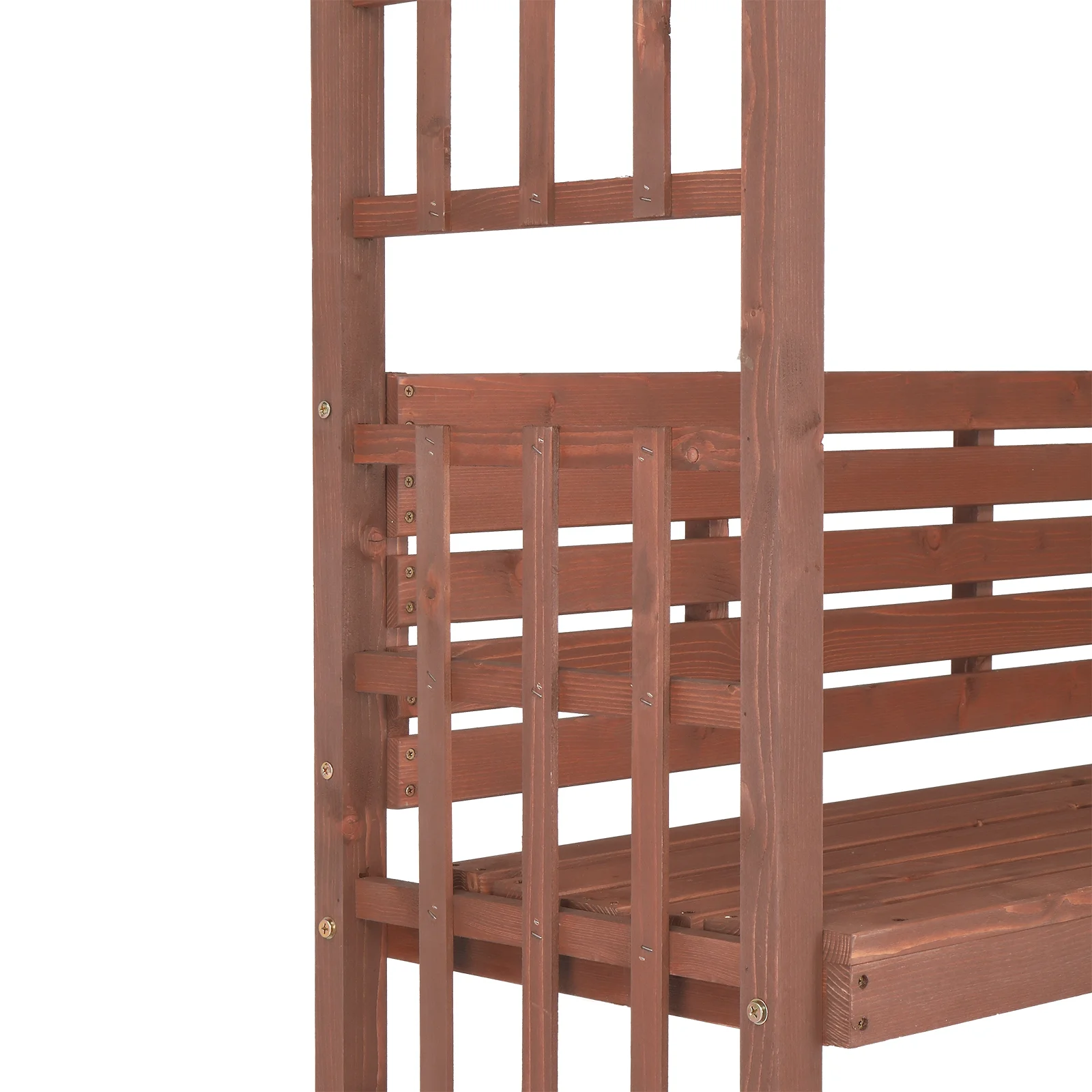 6.8FT Wooden Arch with Bench for 2 People, Garden Arbor Trellis for Climbing Plant, Outdoor Garden Lawn Backyard Patio Decor, Dark Brown - Image 8