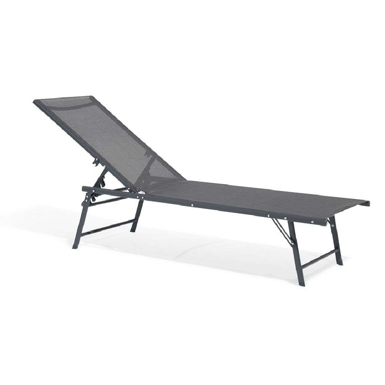 Bain de soleil transat Dream 5 positions gris 181x55xH33/90.5cm