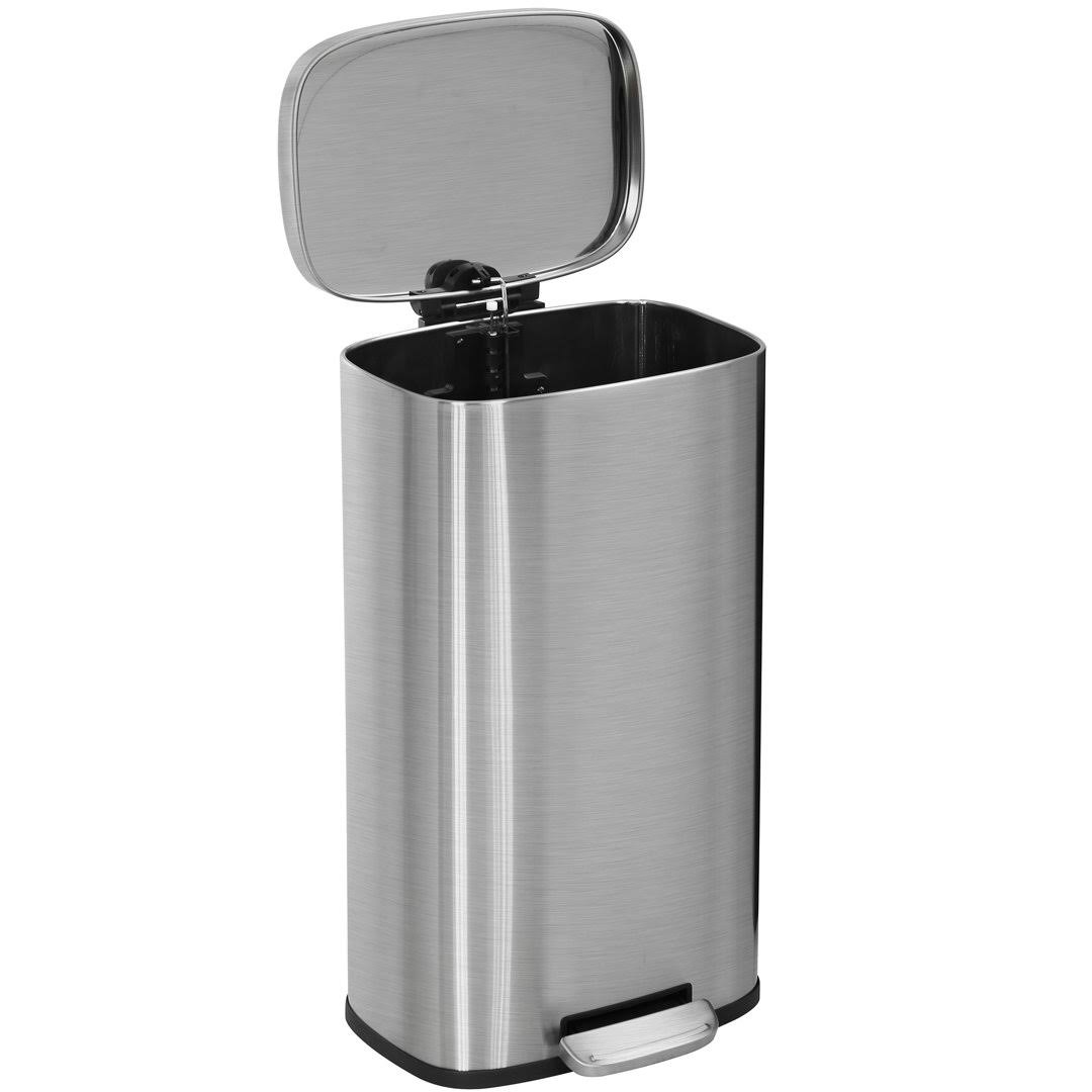 Kitchen Trash Can with Lid Step Trash Bin Fingerprint-Proof for Office Bedroom Bathroom Brushed Stainless Steel Garbage Can 8 Gallon/ 30L
