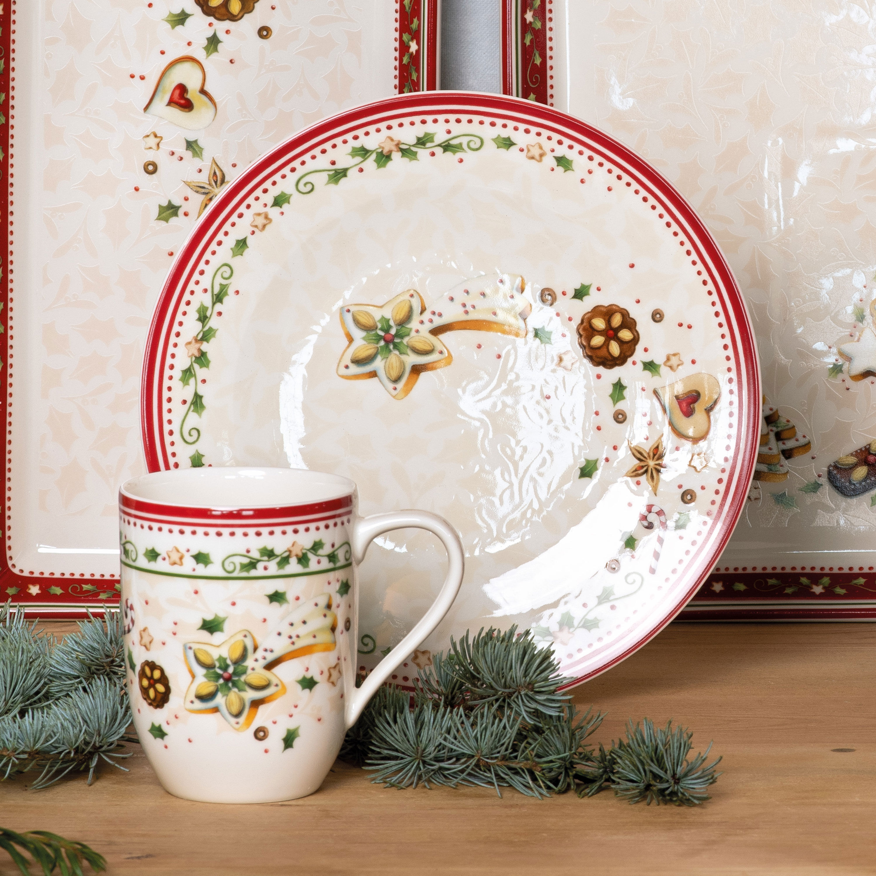 Winter Bakery Delight Mug - Red, 9.9 oz, Premium Porcelain