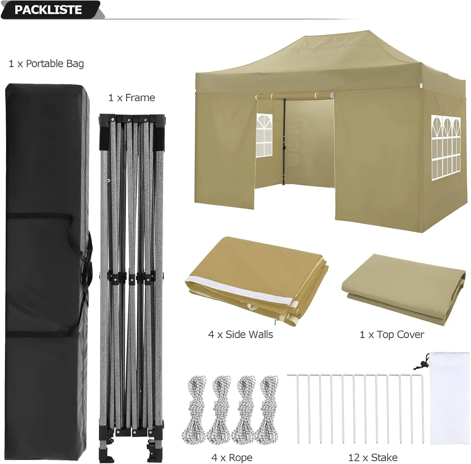 Tente pliante robuste COBIZI 10x20, 6 parois latérales, pour événements commerciaux, mariages et réceptions