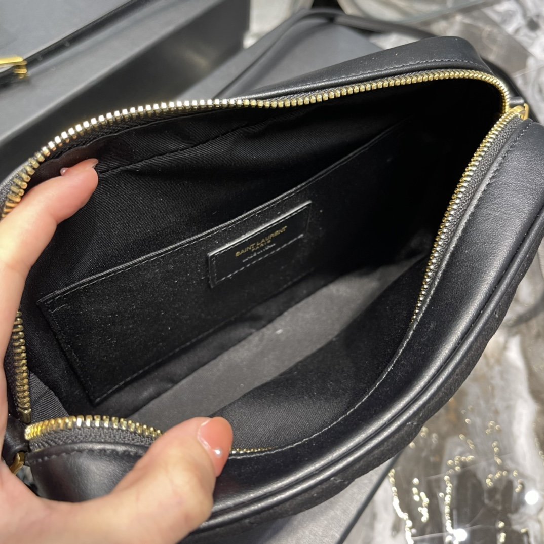 Y Lou Camera Bag Black With Gold Hardware