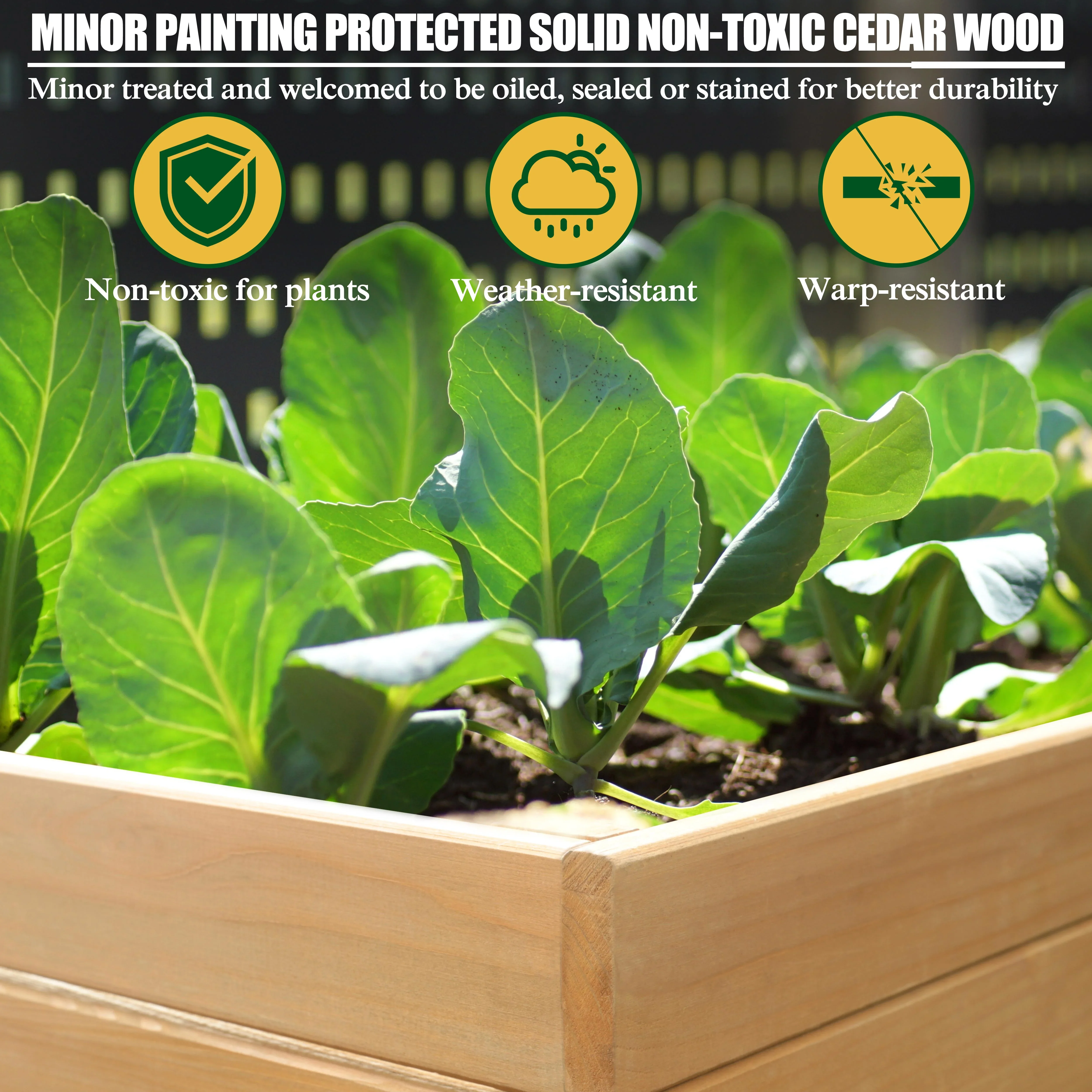 VEIKOUS 71 Raised Garden Bed, Outdoor Cedar Wood Elevated Planter Box w/ 6 Legs, Natural