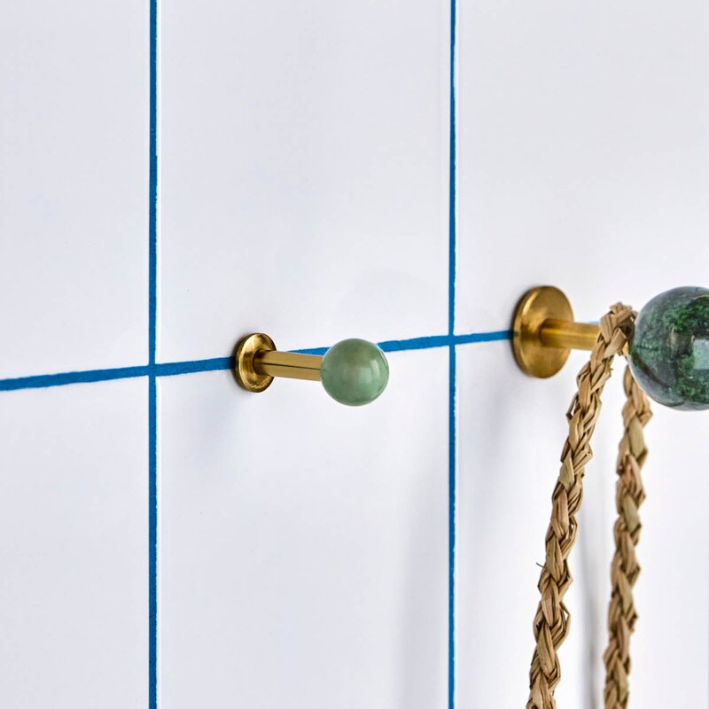 Ball knagg 5x2 cm 2 stk messing/aqua