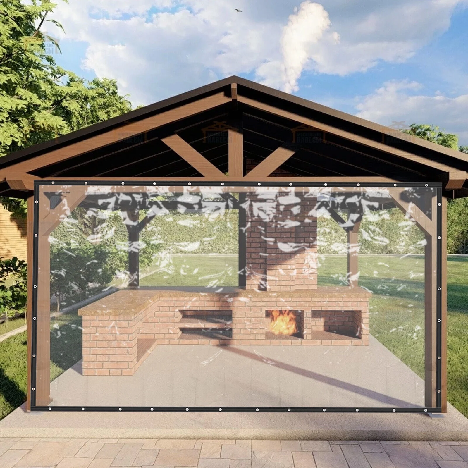 Clear Outdoor Clear PVC Tarp Curtain, Waterproof, Tear - Resistant, 8x16ft for Patios, Decks, Balconies, and Commercial Use