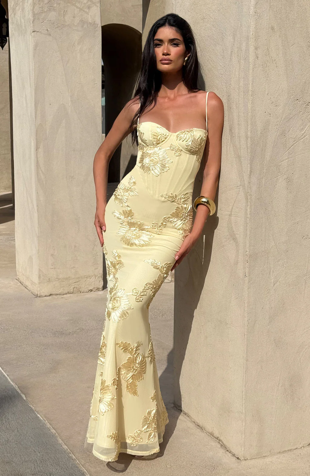 Robe longue à fines bretelles pour femme Élégante invitée mariage d'été