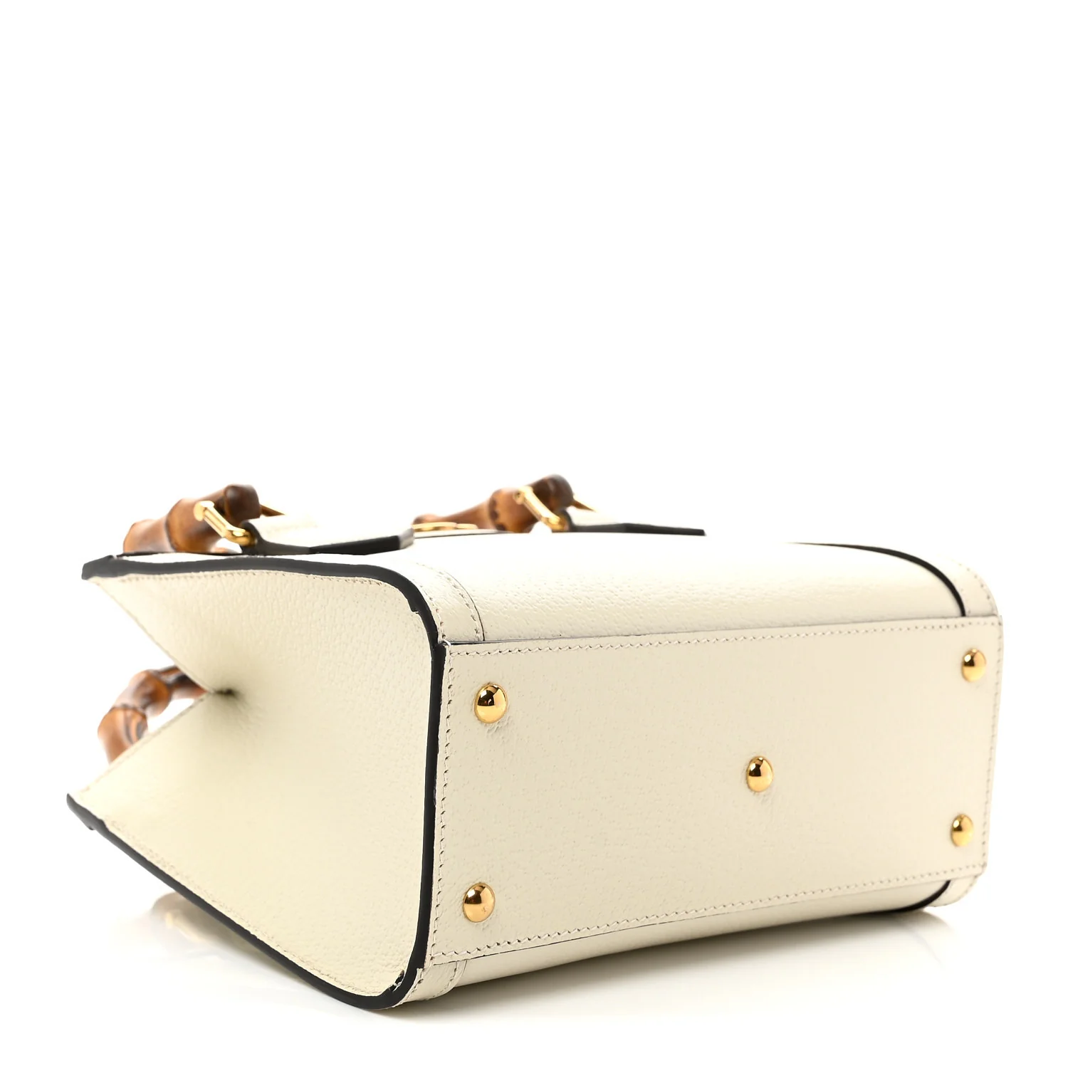 Textured Calfskin Web Mini Diana Tote Bag Mystic White