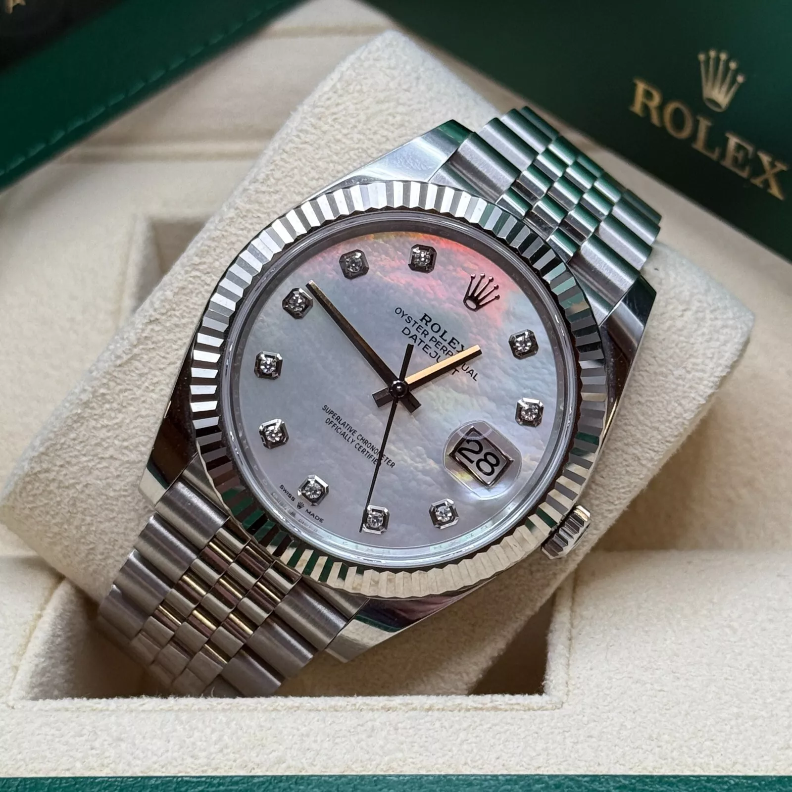 [Super Clone]RLX  Datejust 126334 MOP Diamond Jubilee 41mm Stainless Steel and White Gold