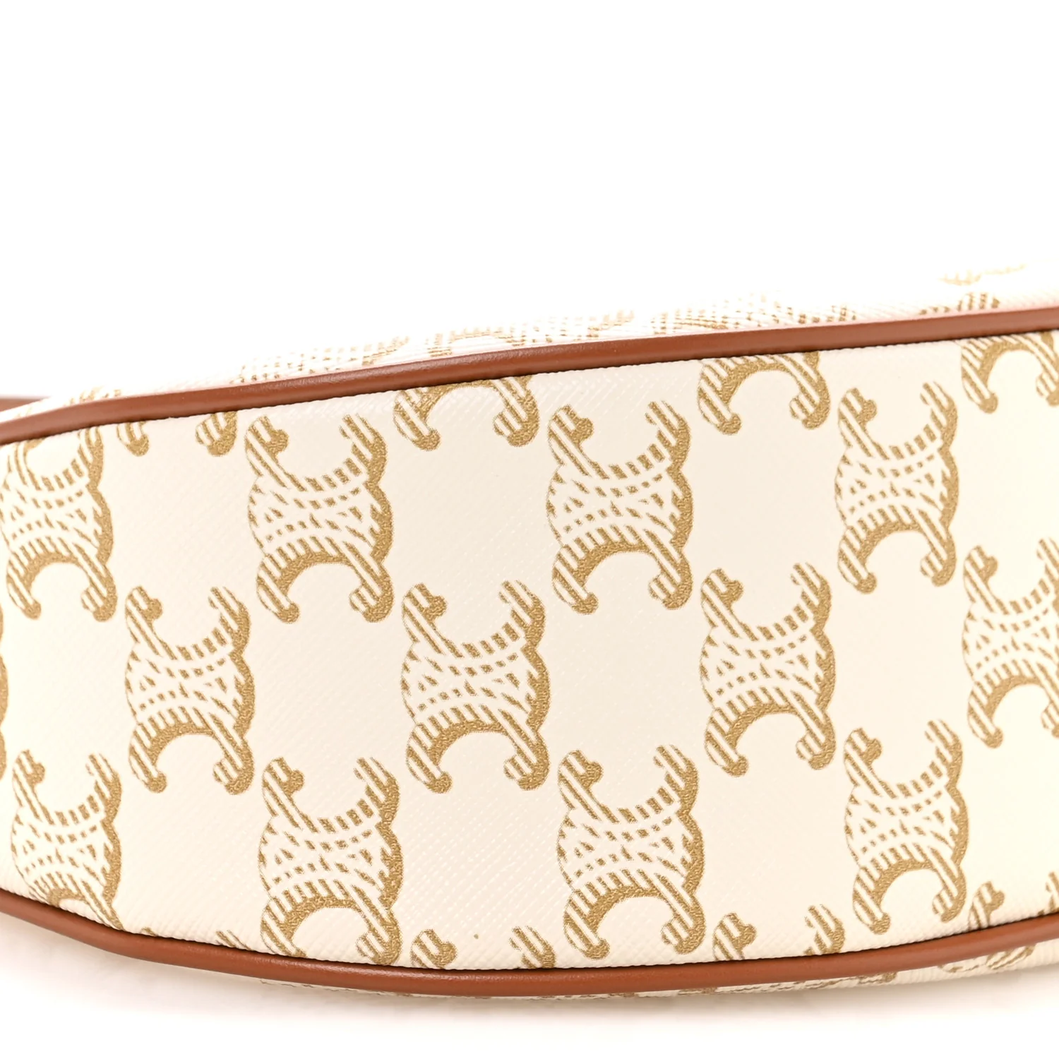 Canvas Calfskin Ava Triomphe Shoulder Bag White
