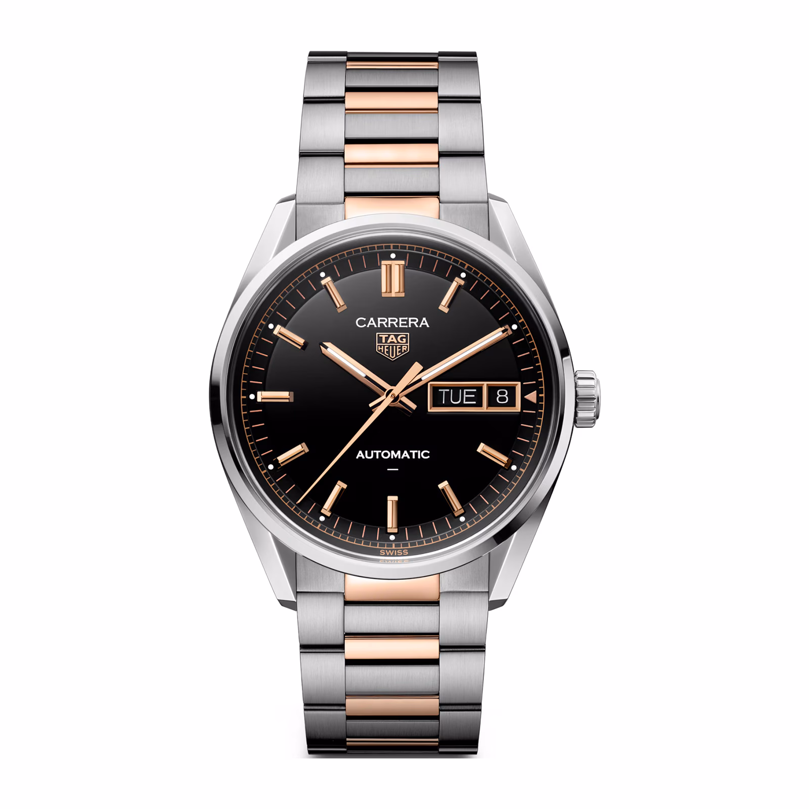 【Super Clone】TAG Heuer Carrera Day-Date 41mm Mens Watch Black Rose Gold WDA2111.BD0001