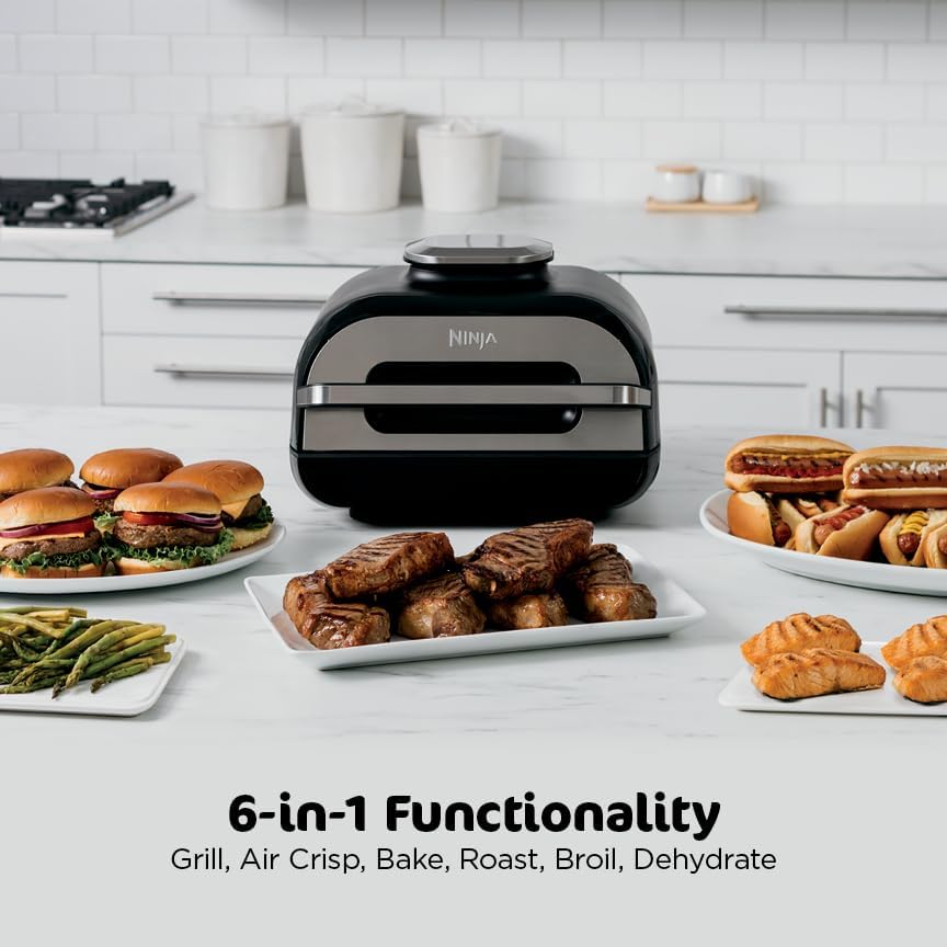 Ninja® Foodi® Smart XL 6-in-1 Indoor Grill & Air Fryer, Black/Silver, FG551