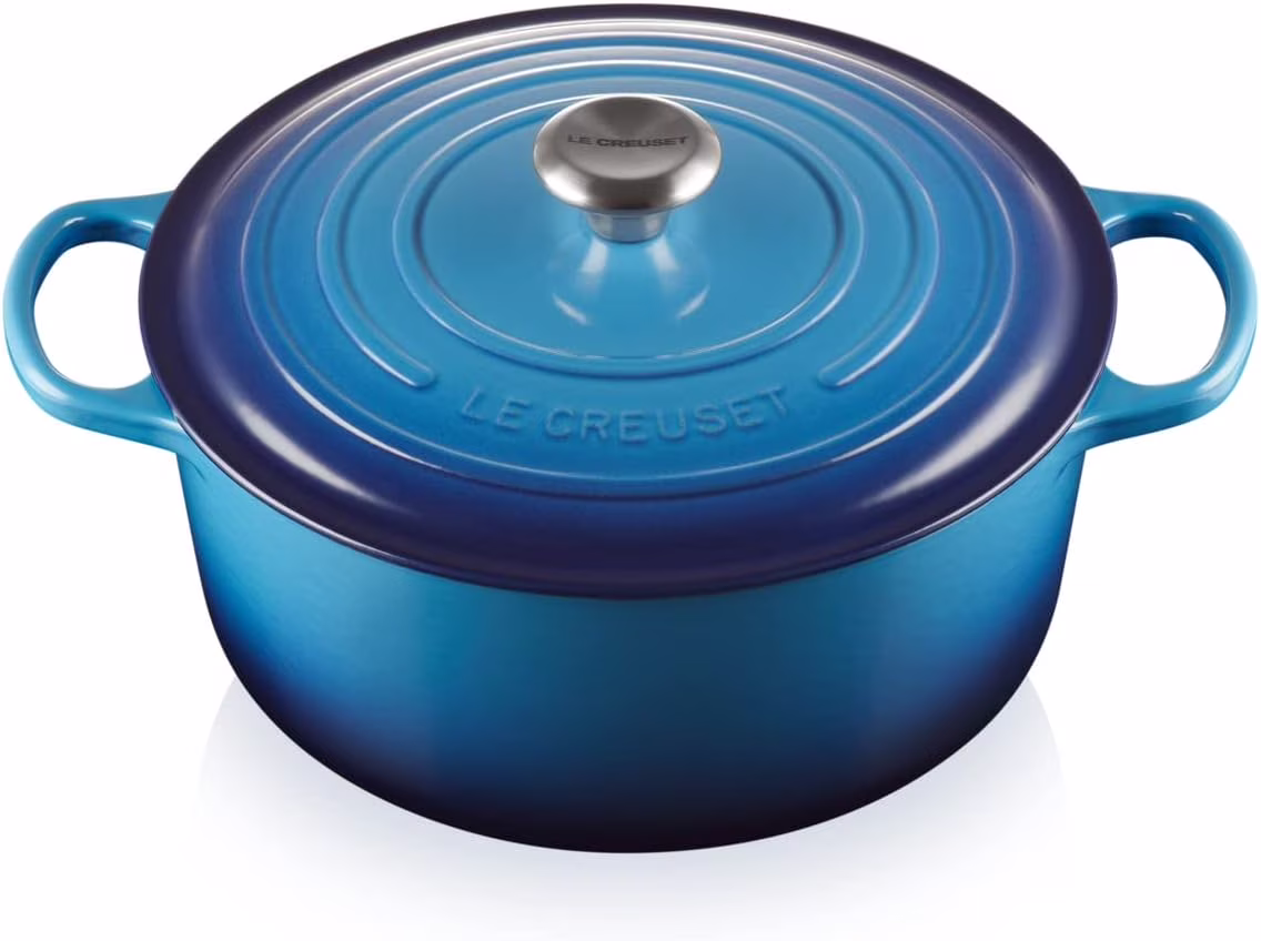 Le Creuset Signature Enamelled Cast Iron 28cm Round Casserole Dish with Lid, Blue