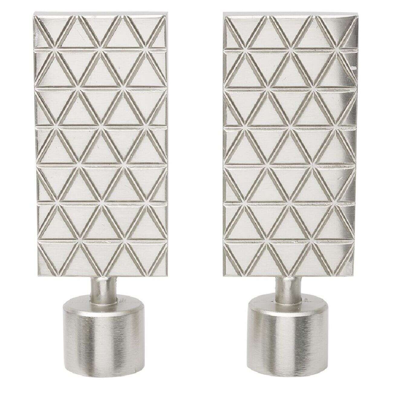 Embout tringle à rideau Ø20mm gravure géométrique aluminium brossé x2