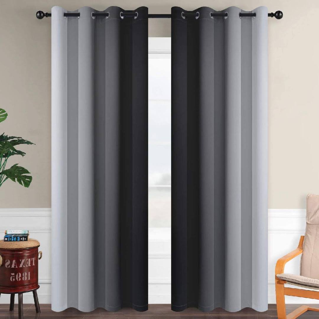 Bahtije Ombre Blackout Thermal Grommet Curtain Panels (Set of 2) Ebern Designs Size per Panel: 52