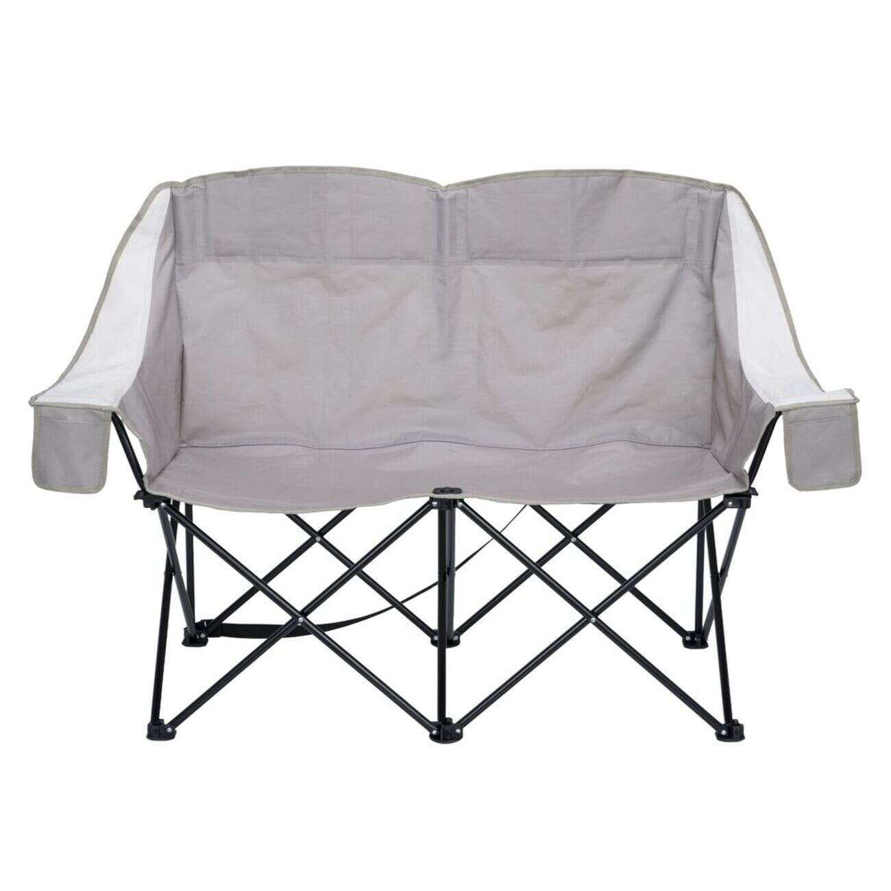 Fauteuil de camping 2 places pliable tissu gris 141x56xH96cm