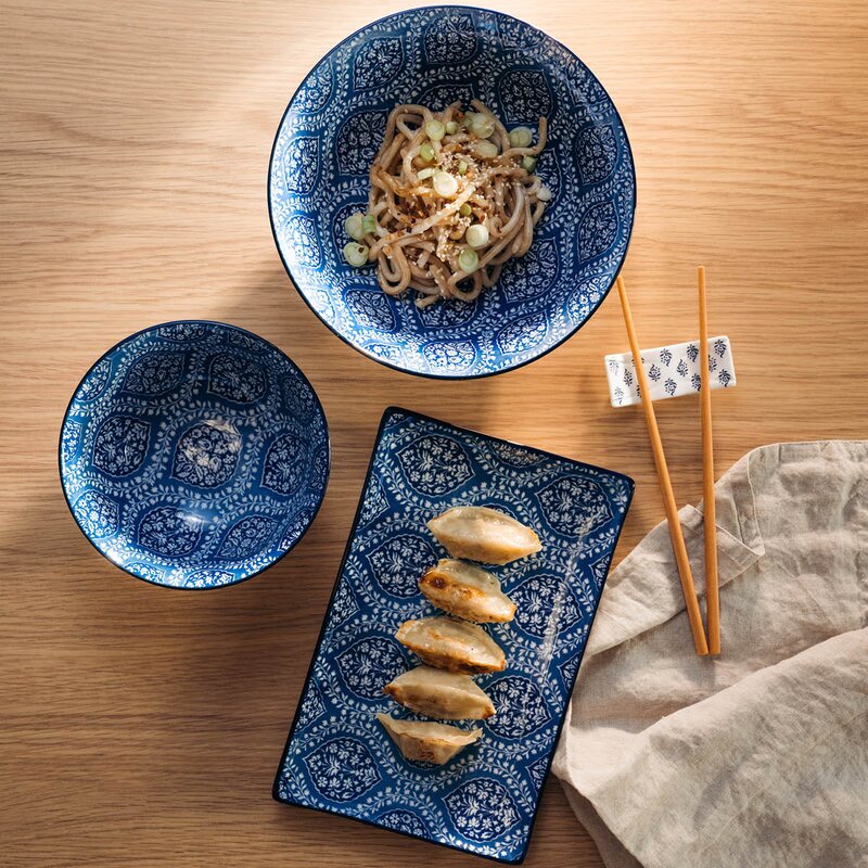 Sakura tallerken 25x16 cm blå/hvit