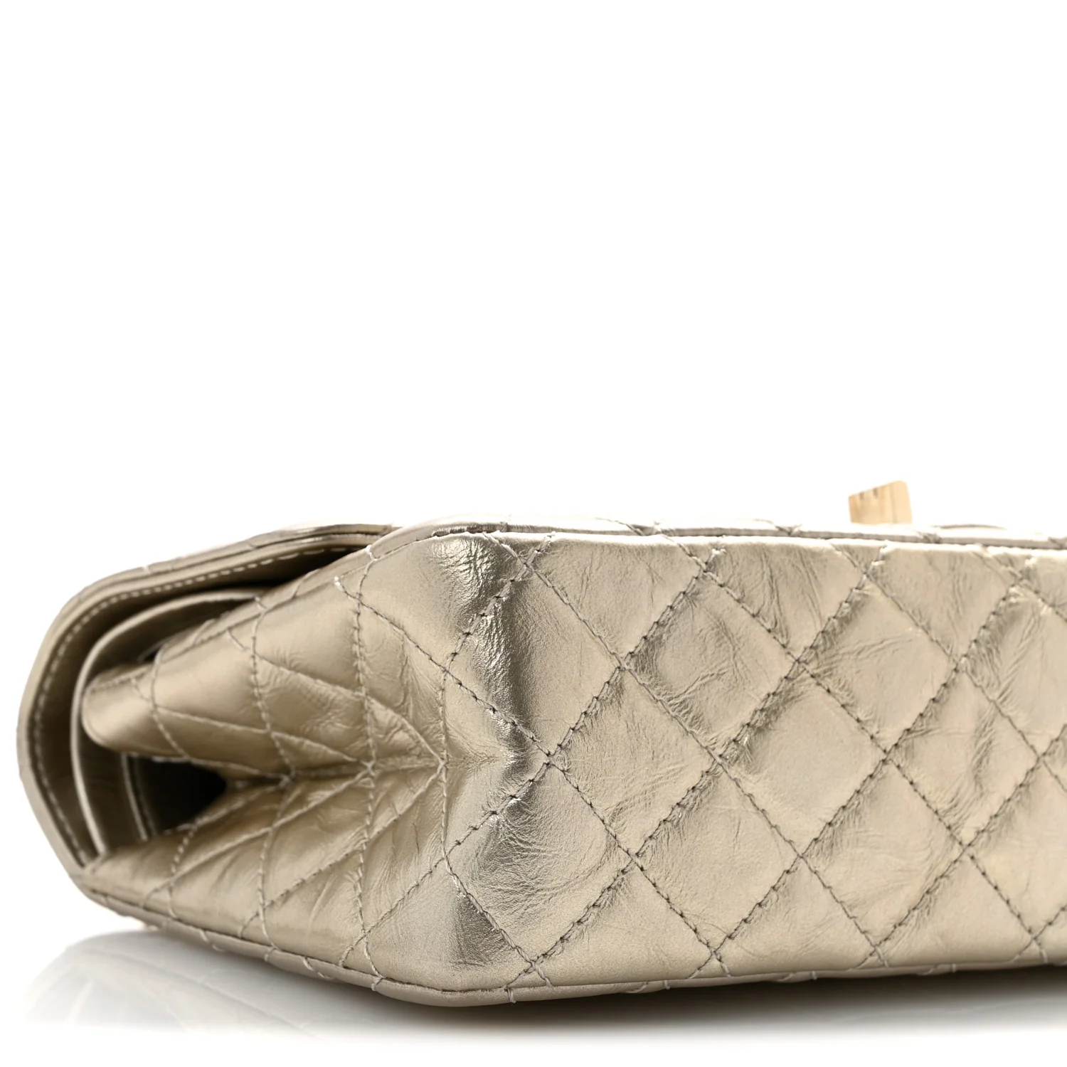 Metallic Aged Calfskin Quilted 2.55 Reissue 225 Flap Pale Gold