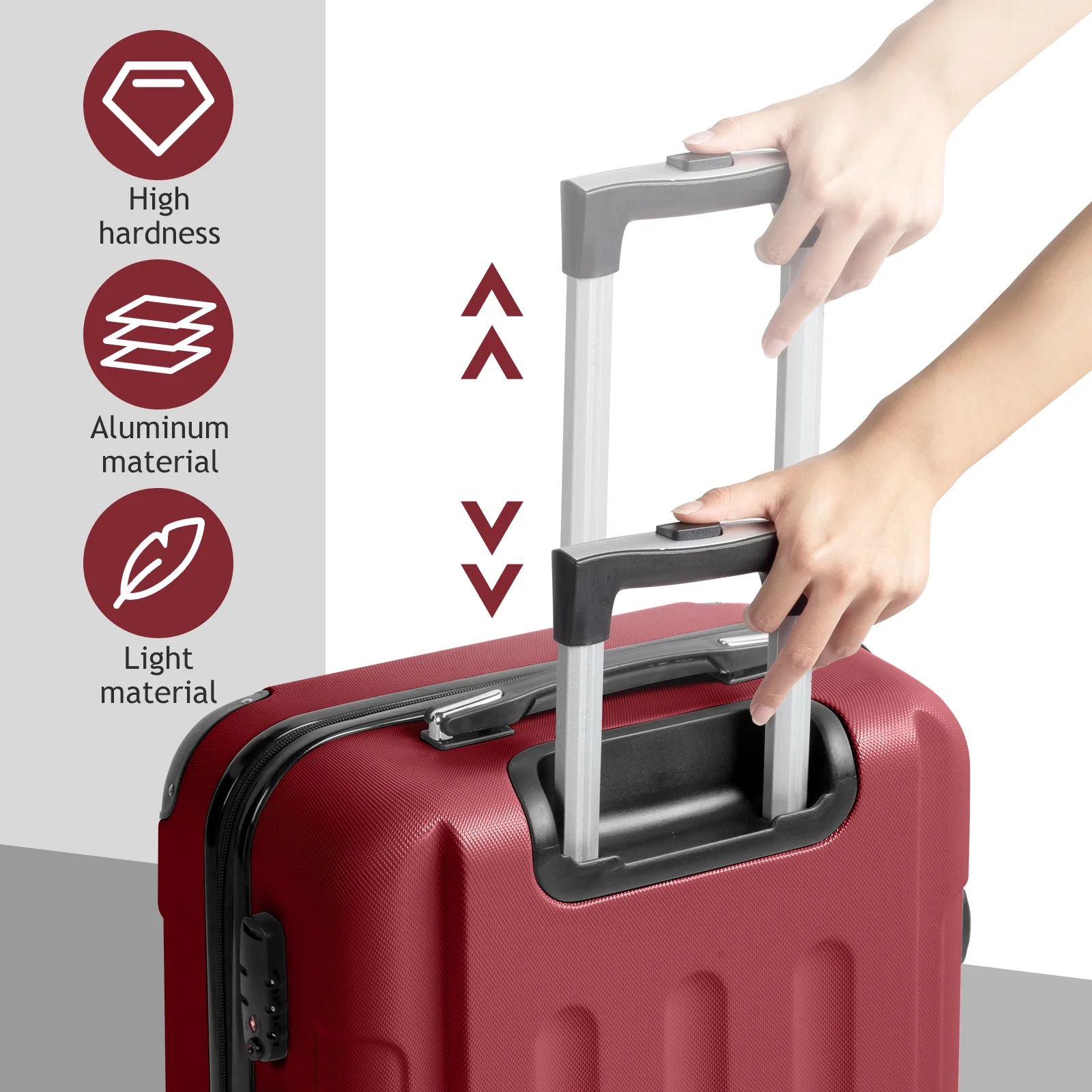 Zimtown Luggage 3 Piece Set Suitcase ABS Hardside Lightweight with TSA Lock Spinner Wheels, Beige
