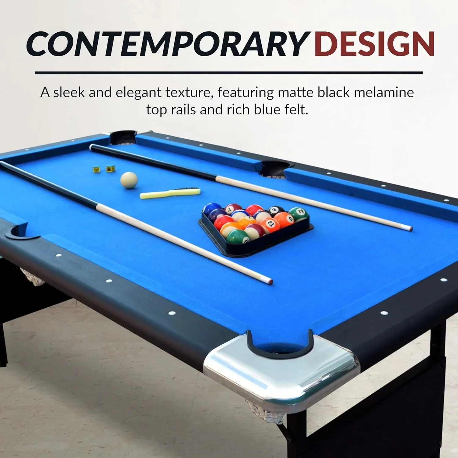 6 ft Portable Pool Table, Adults Folding Billiards Tables for Game Room with Easy Foldable Storage, Includes Full Set of Billiard Balls,…