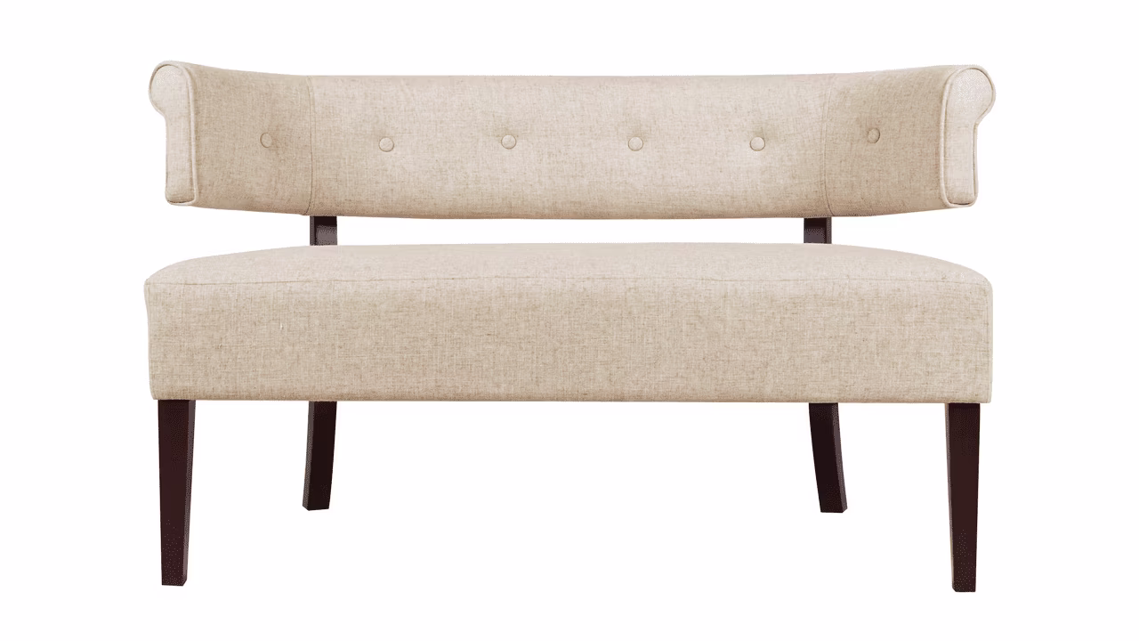Jared Roll Arm Tufted Polyester Fabric Bench, Sky Neutral Beige(Cream) - Image 5