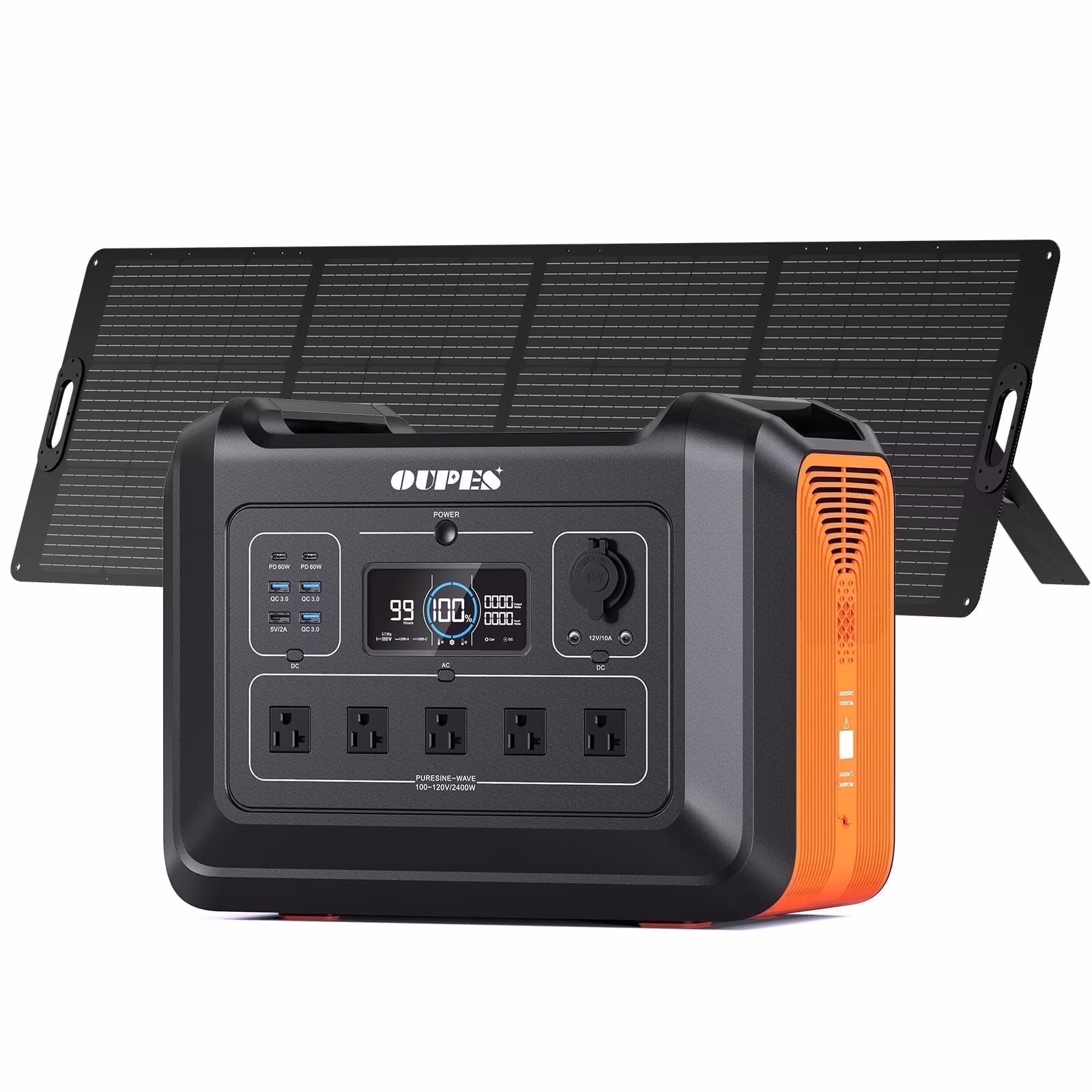 2400W 2232Wh Portable Power Station with 4x240W Solar Panel,Solar Generator for Outdoor Camping,Home Backup,Emergency,RV( 2400+960W Panel) - Image 3