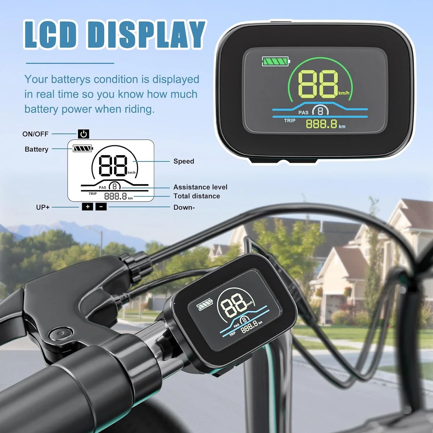 24" 26" Electric Tricycles, 36V 10Ah 350W Lithium Battery, 7 Speed E-Trike for Adults with Large Capacity Rear Basket Adjustable Seat(24" Tire 7 Speeds/Cyan) - Image 6