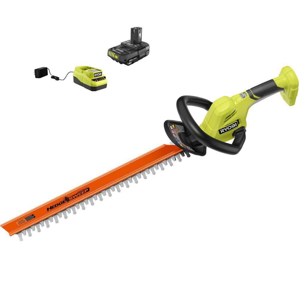 Ryobi P2690 ONE+ 18V 22 in. Lithium-Ion Cordless Hedge Trimmer with 2.0 Ah Battery and Charger