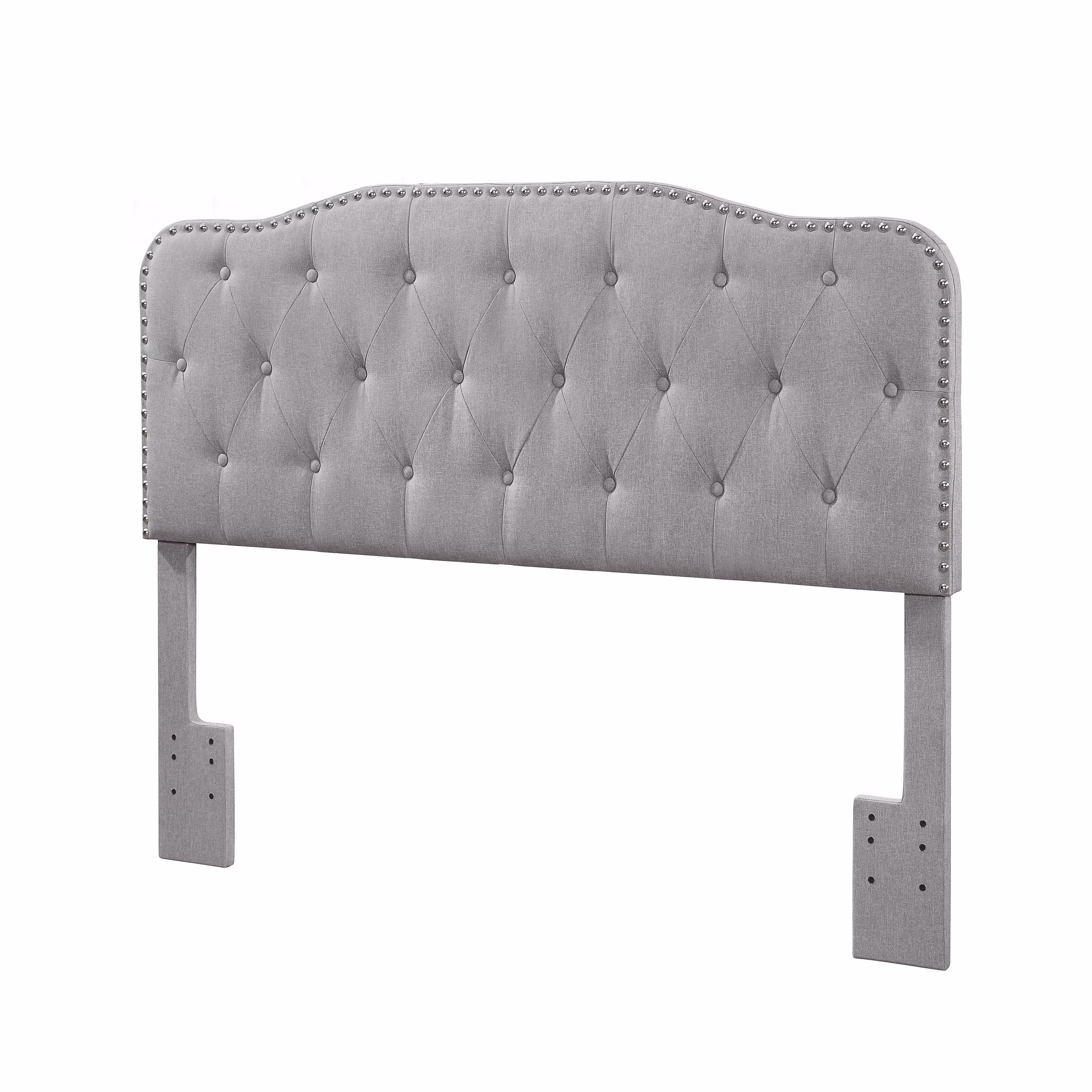 Tufted Gray Linen Headboard for Queen and Full Bed(Fabric/Smoke Gray)