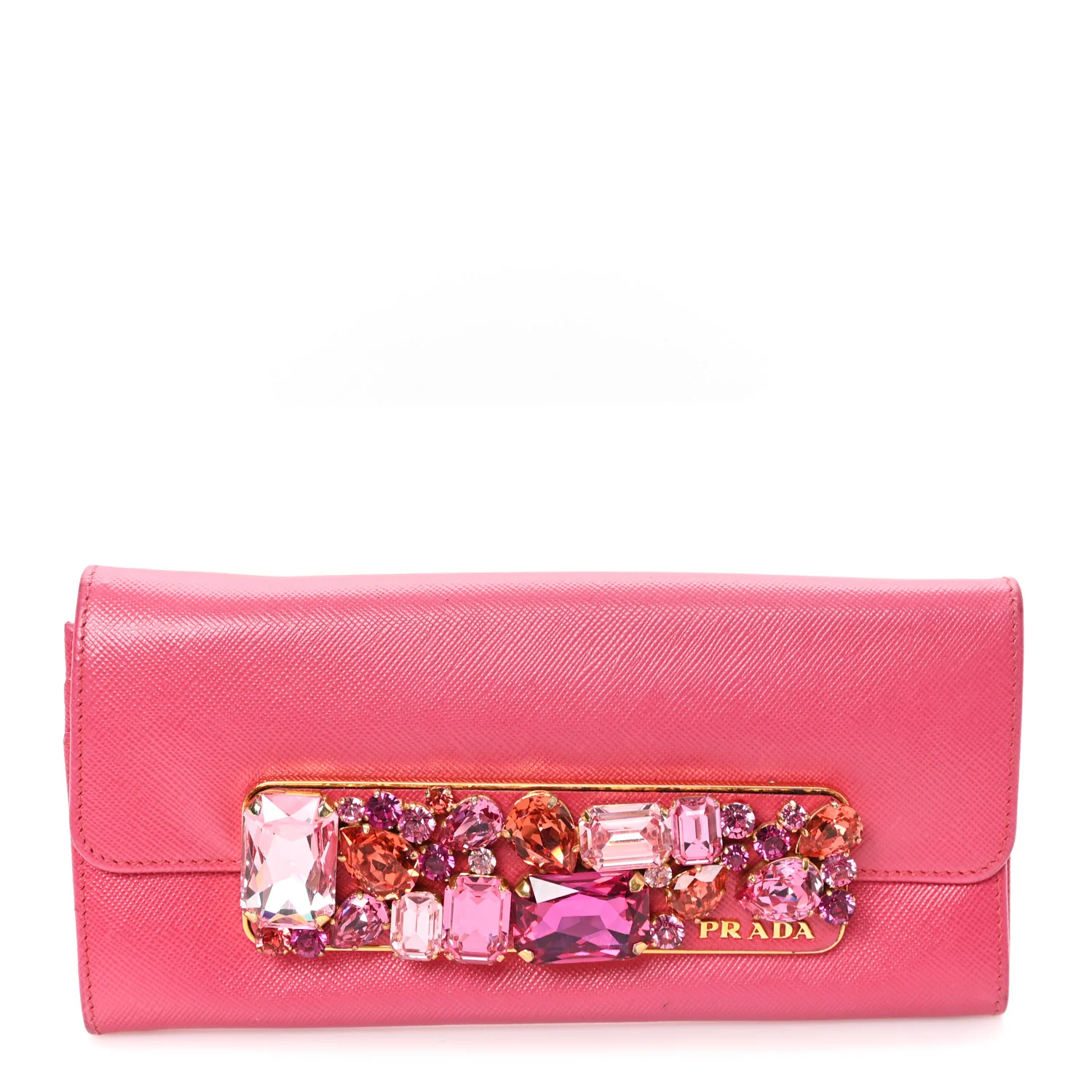 Saffiano Crystal Continental Flap Wallet Peonia
