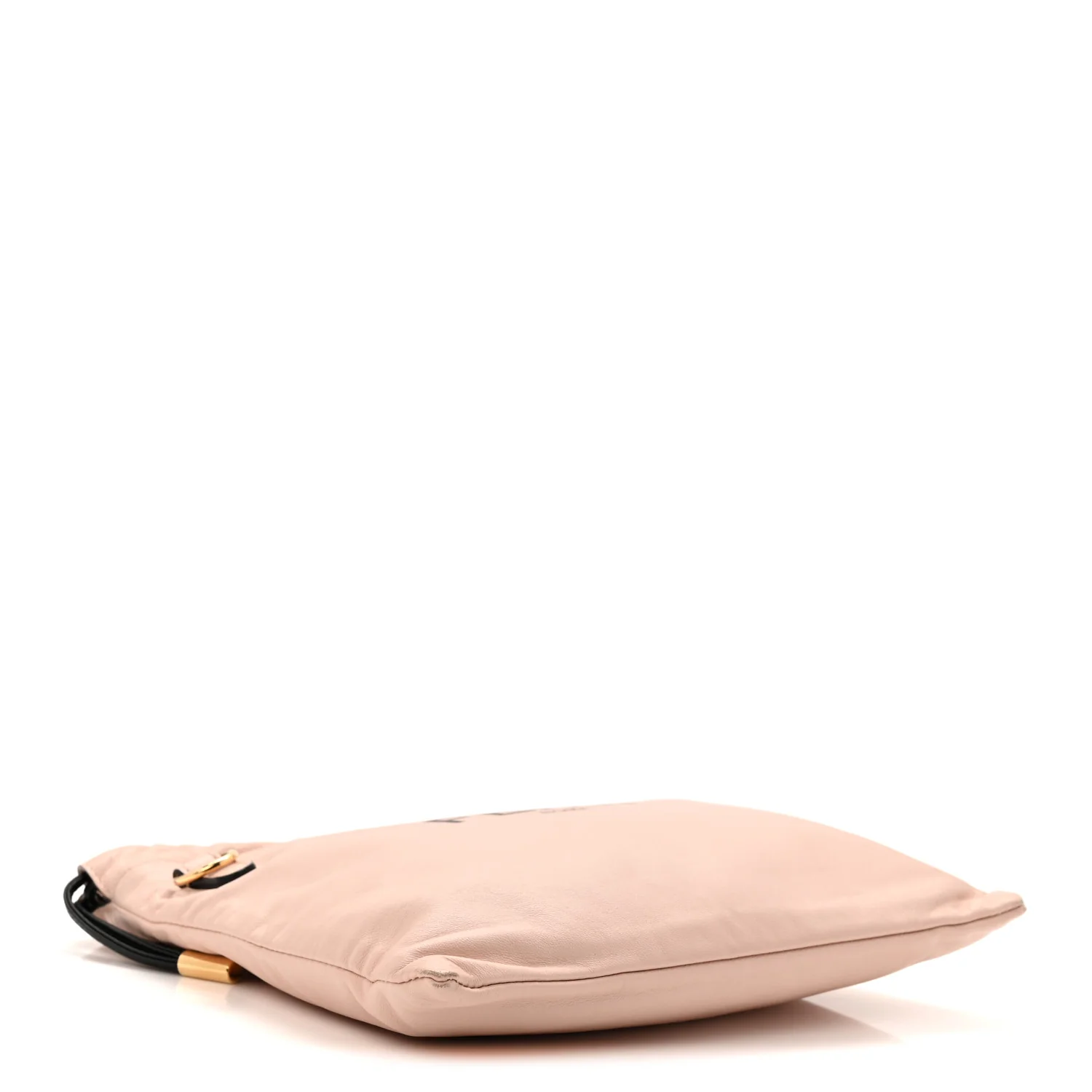Soft Nappa Logo Small Drawstring Pouch Bag Rosa Quarzo Black