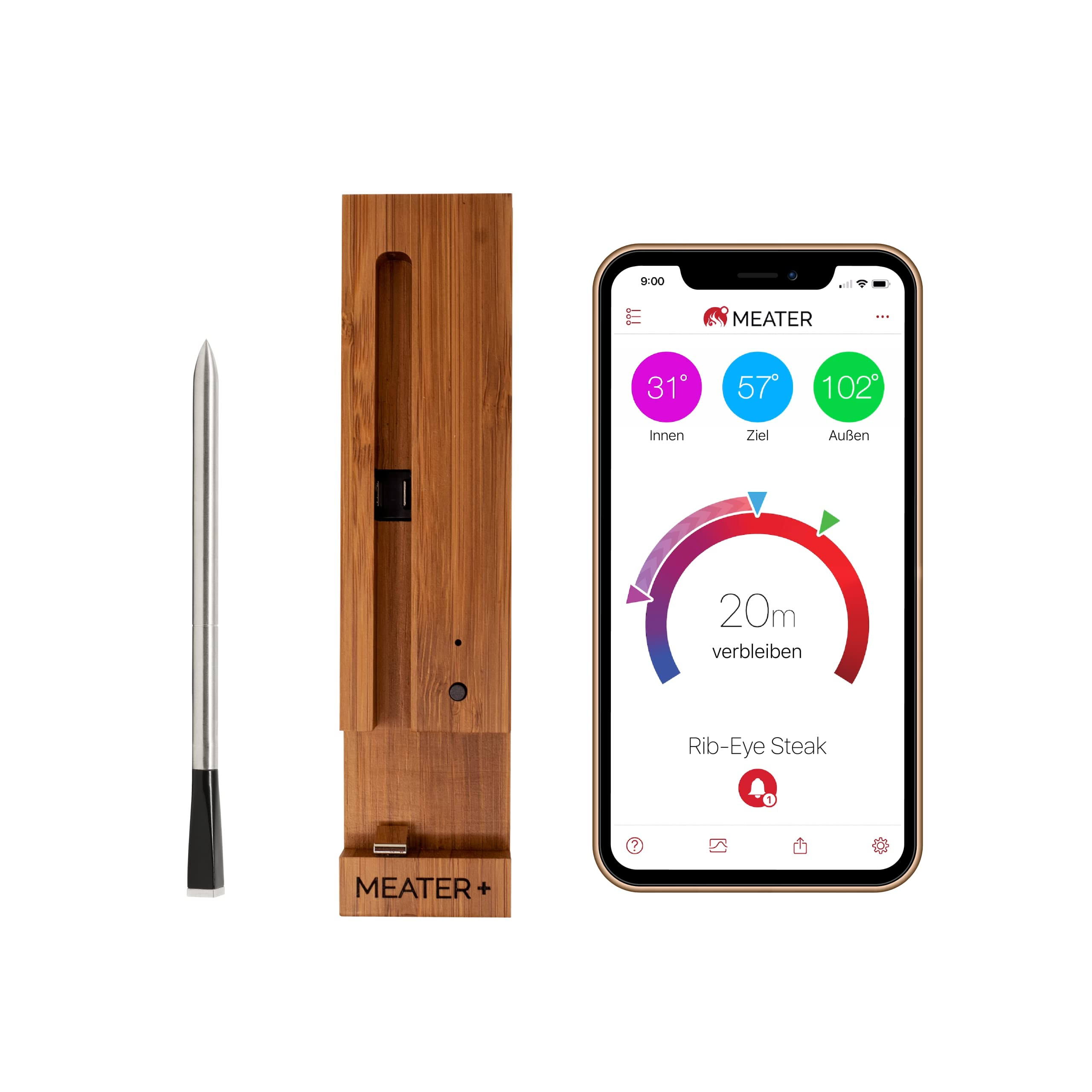 MEATER Plus | Bluetooth Long Range Smart Meat Thermometer | Brown Sugar Color | for Oven, Grill, Kitchen, BBQ, Smoker, Rotisserie