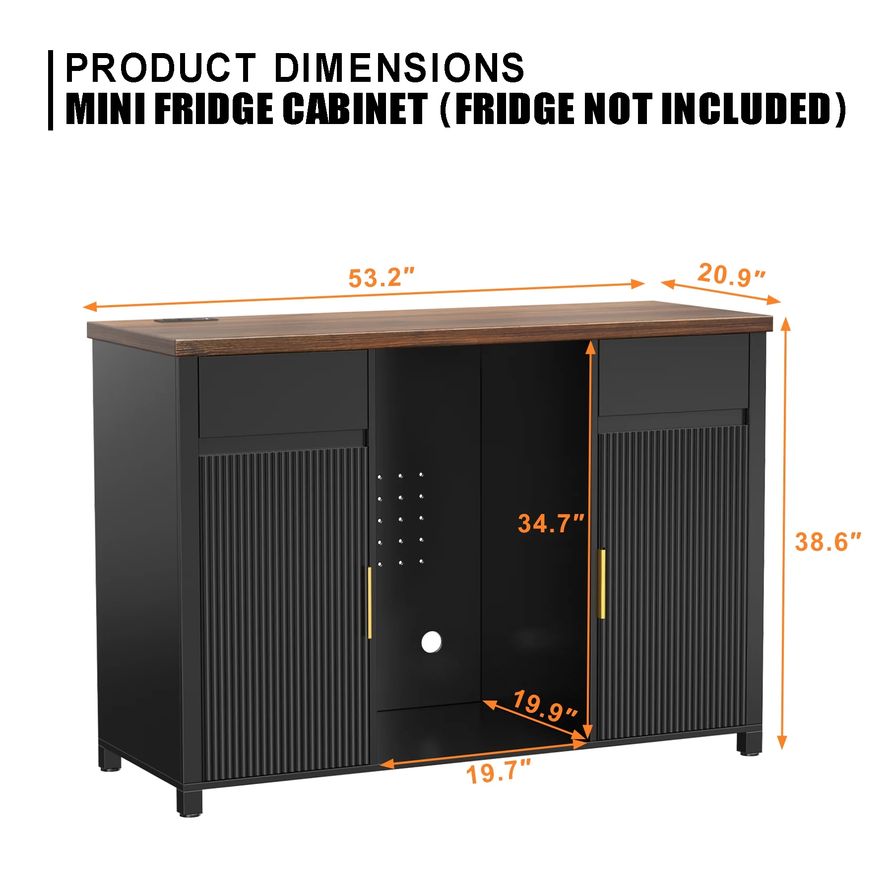 Coffee Bar Cabinet with Fridge Space, Mini Fridge Cabinetbuffet Sideboard53.2