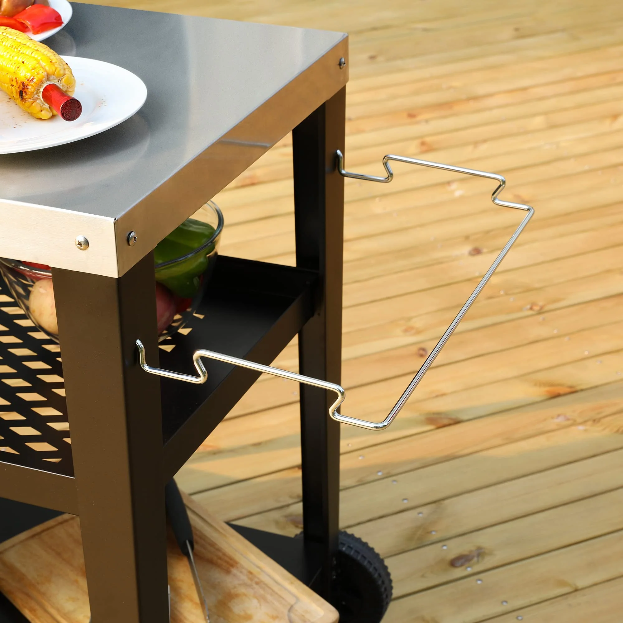 Royal Gourmet Rolling Dining Table with Trash Bag Holder