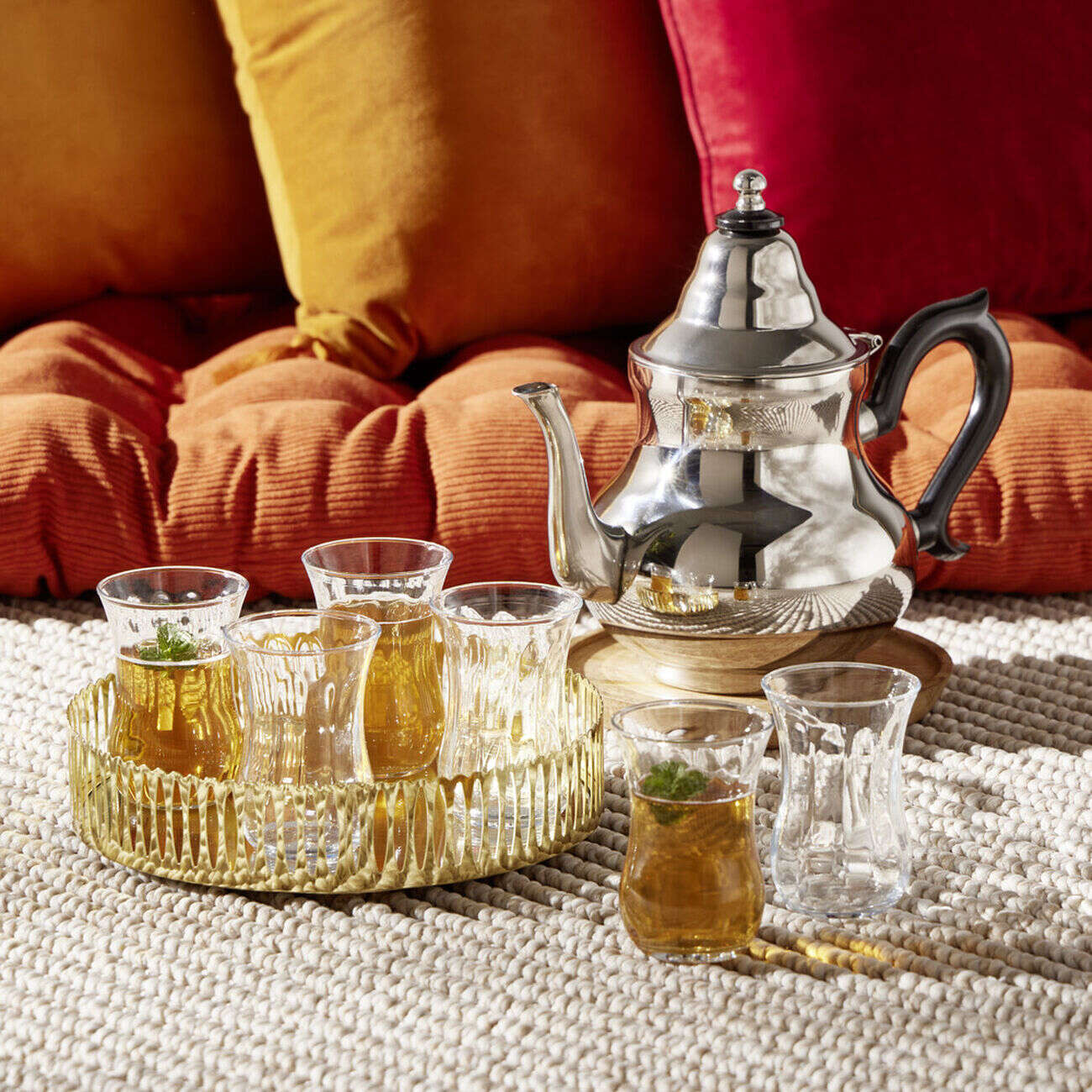 Théière marocaine orientale inox avec anse H21,5cm