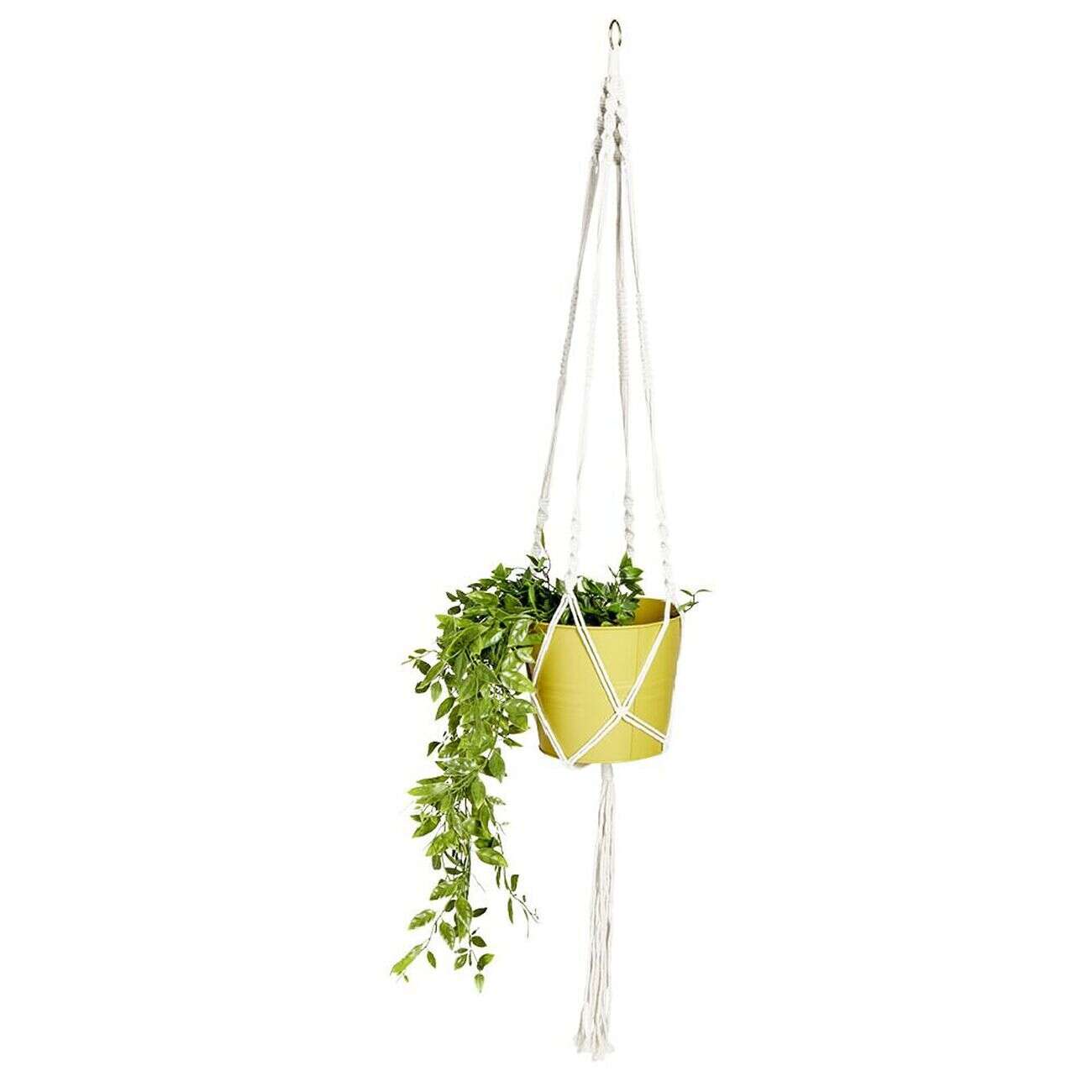 Suspension coton style macramé pour pot de jardin H140cm
