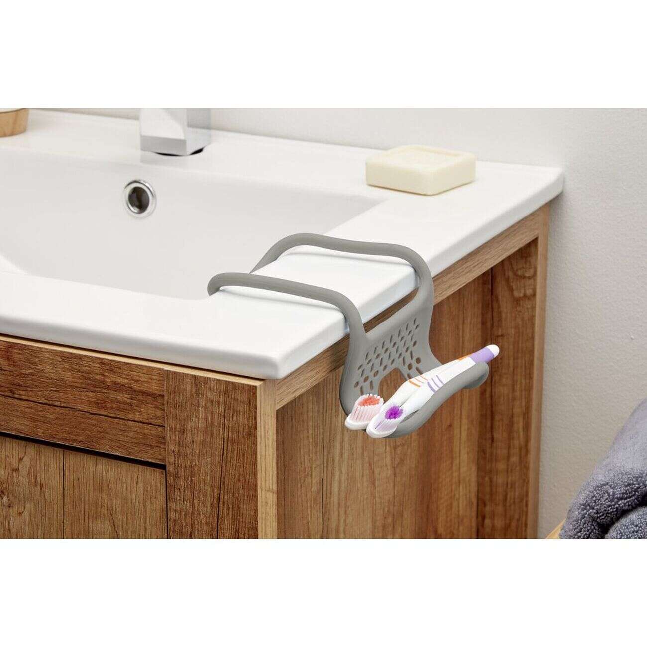 Égouttoir pour évier à suspendre caoutchouc gris 11x26,5cm