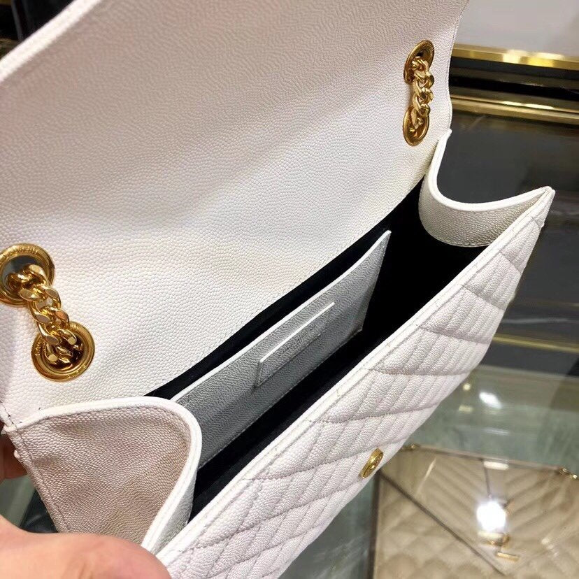 Y ENVELOPE MEDIUM BAG IN MIX MATELASS?? GRAIN DE POUDRE EMBOSSED LEATHER