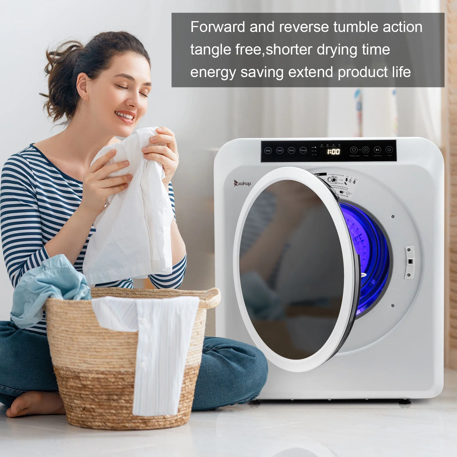 Ktaxon 3.5 Cu. Ft. Compact Electric Dryer, White