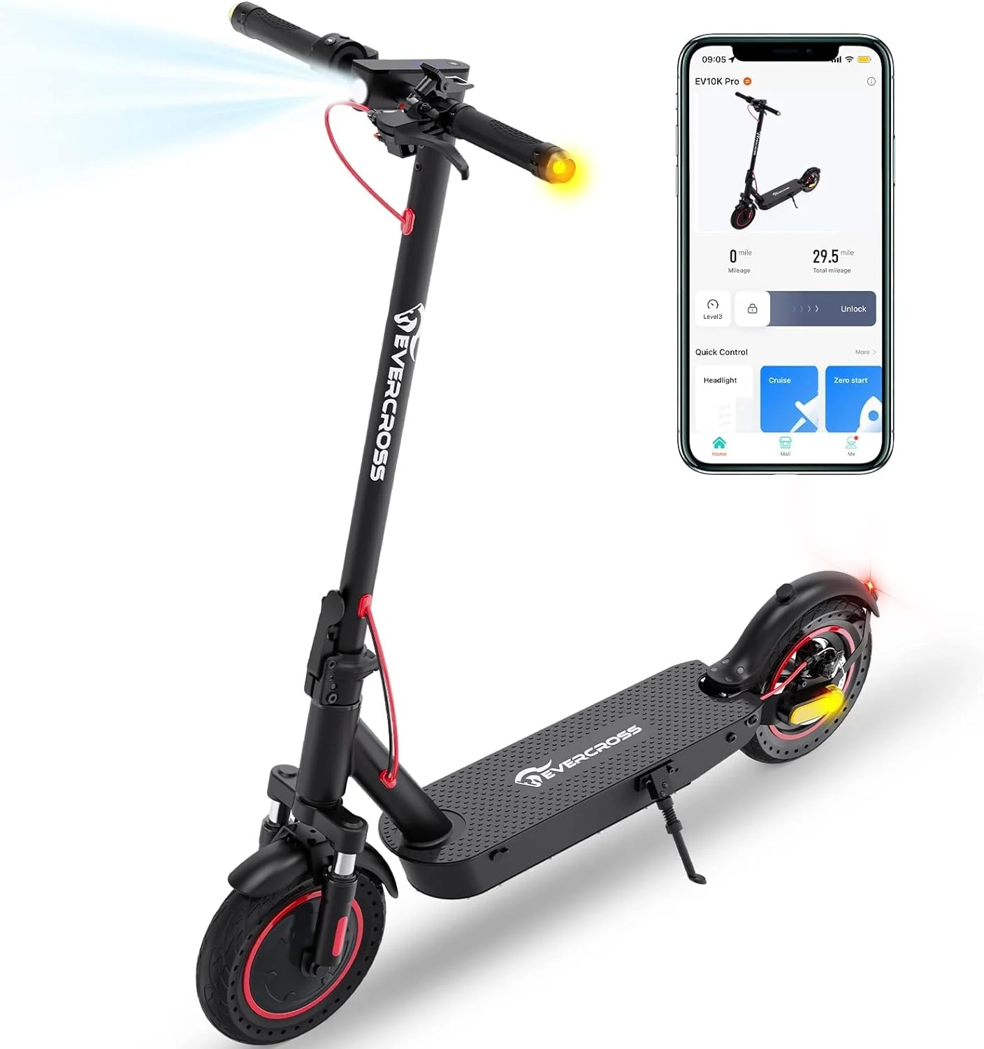 Evercross EV10K Pro 500W e-scooter met 35 km bereik, 10-inch honingraatband en IP54-bescherming