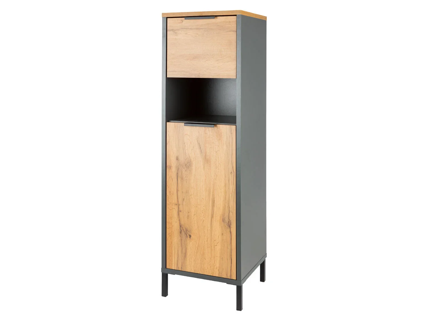 LIVARNO home Armoire latrale de salle de bain San Diego, 34 x 119 x 33 cm, imitation chne/anthracite