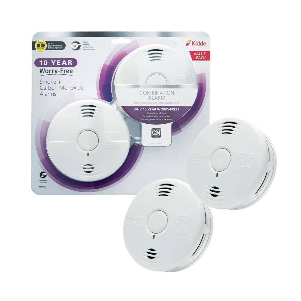 Kidde 10 Year Worry-Free Sealed Battery Combination Smoke and Carbon Monoxide Detector with Voice Alarm (2-Pack)
